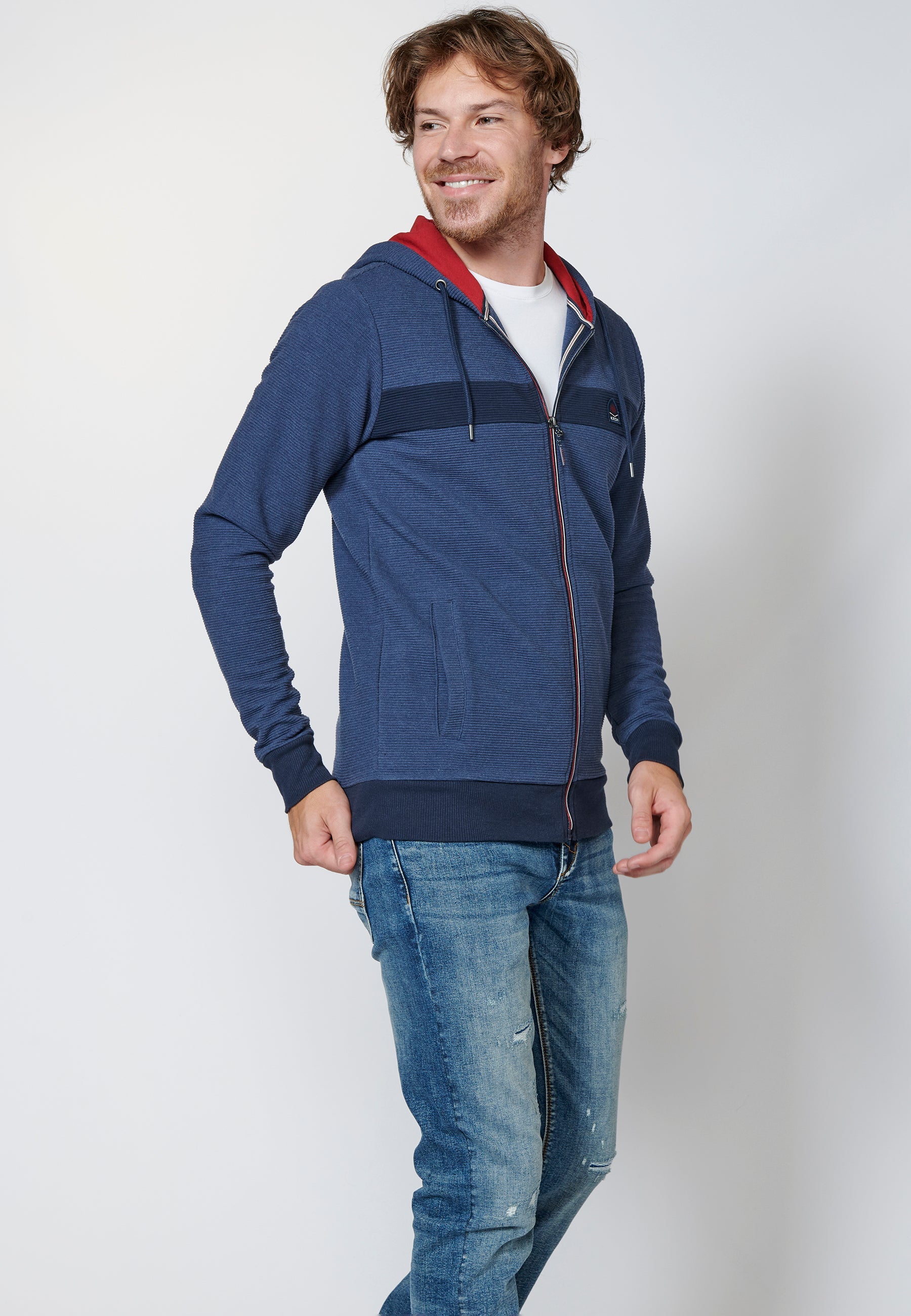 Chaqueta sudadera de manga larga con capucha para hombre