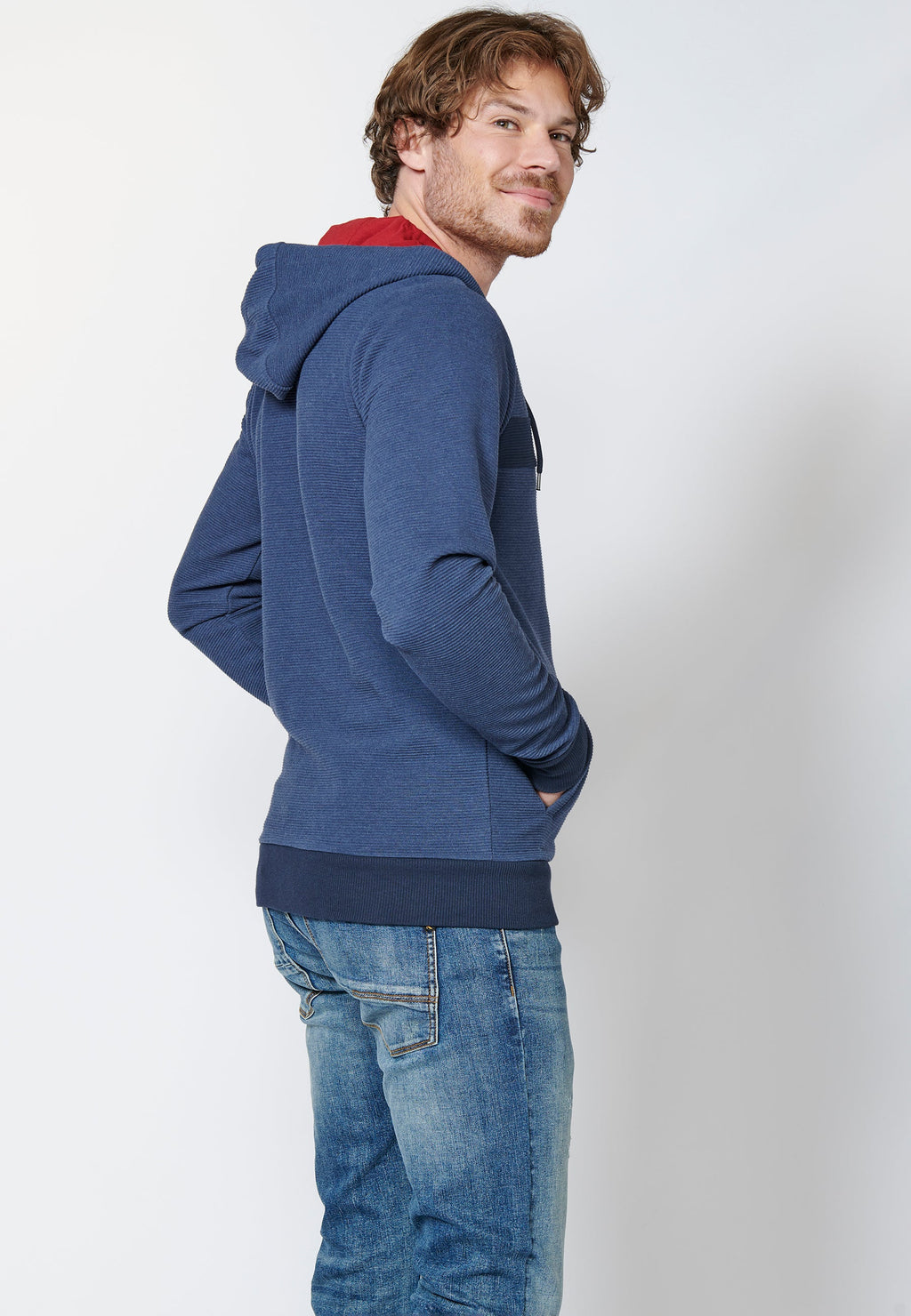 Chaqueta sudadera de manga larga con capucha para hombre