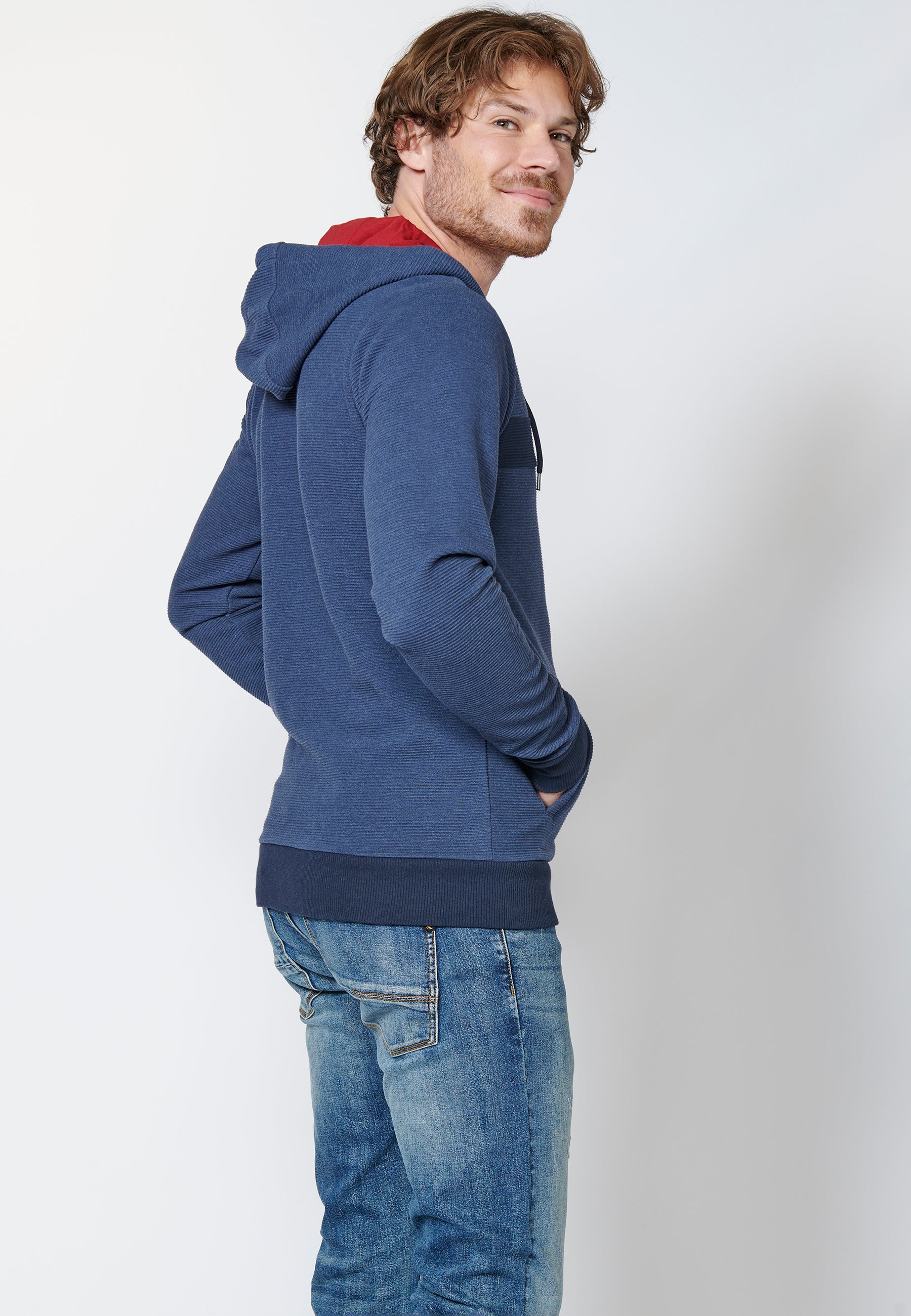 Chaqueta sudadera de manga larga con capucha para hombre