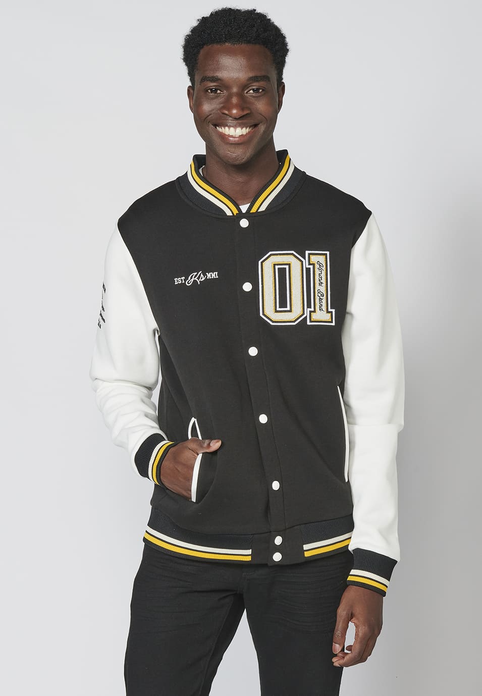 Chaqueta sudadera con cierre con botones para hombre