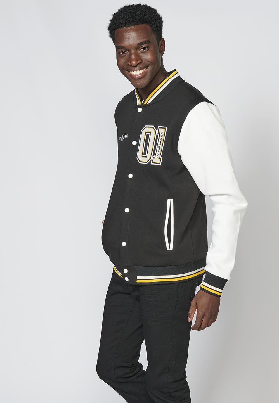 Chaqueta sudadera con cierre con botones para hombre