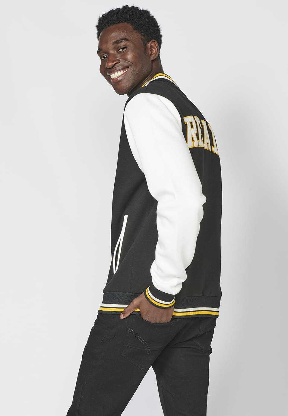 Chaqueta sudadera con cierre con botones para hombre