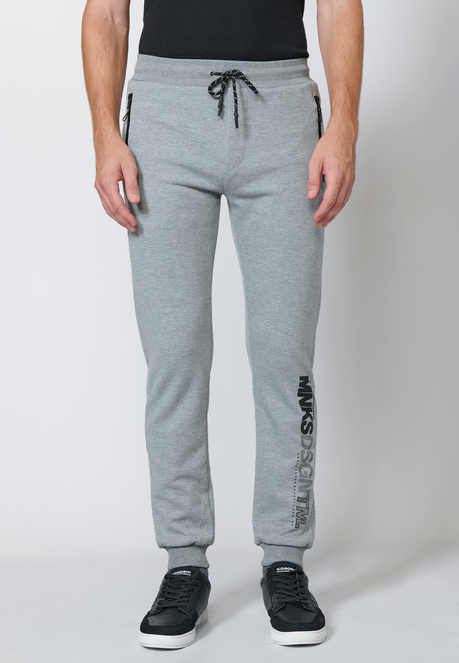 Pantalón largo deportivo de felpa tipo jogger acabados en rib para hombre