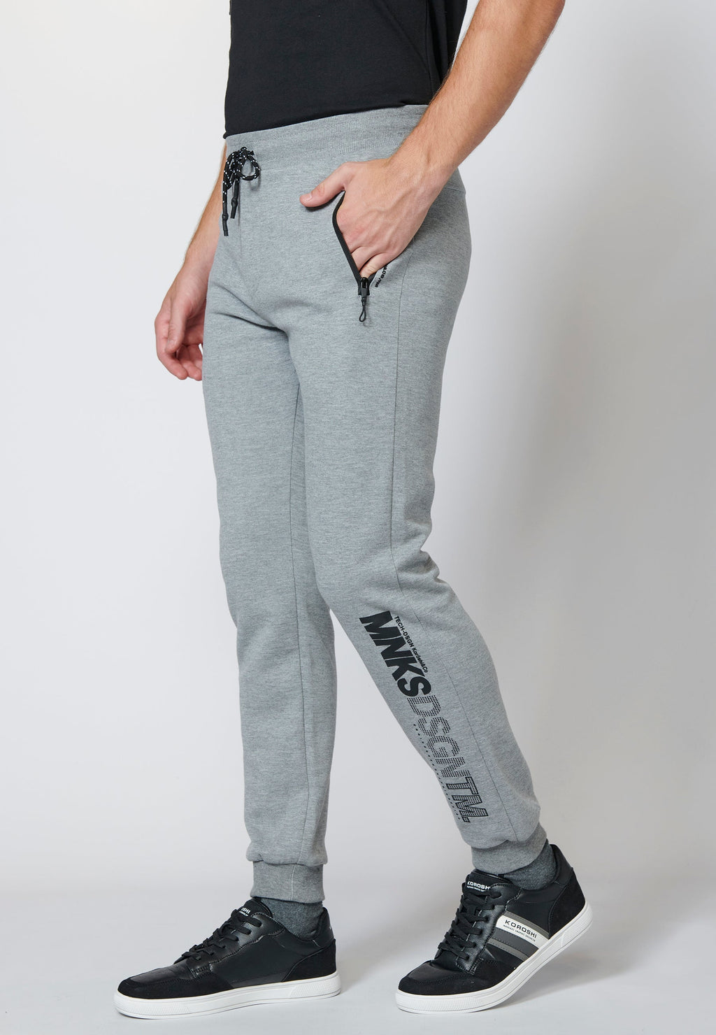 Pantalón largo deportivo de felpa tipo jogger acabados en rib para hombre