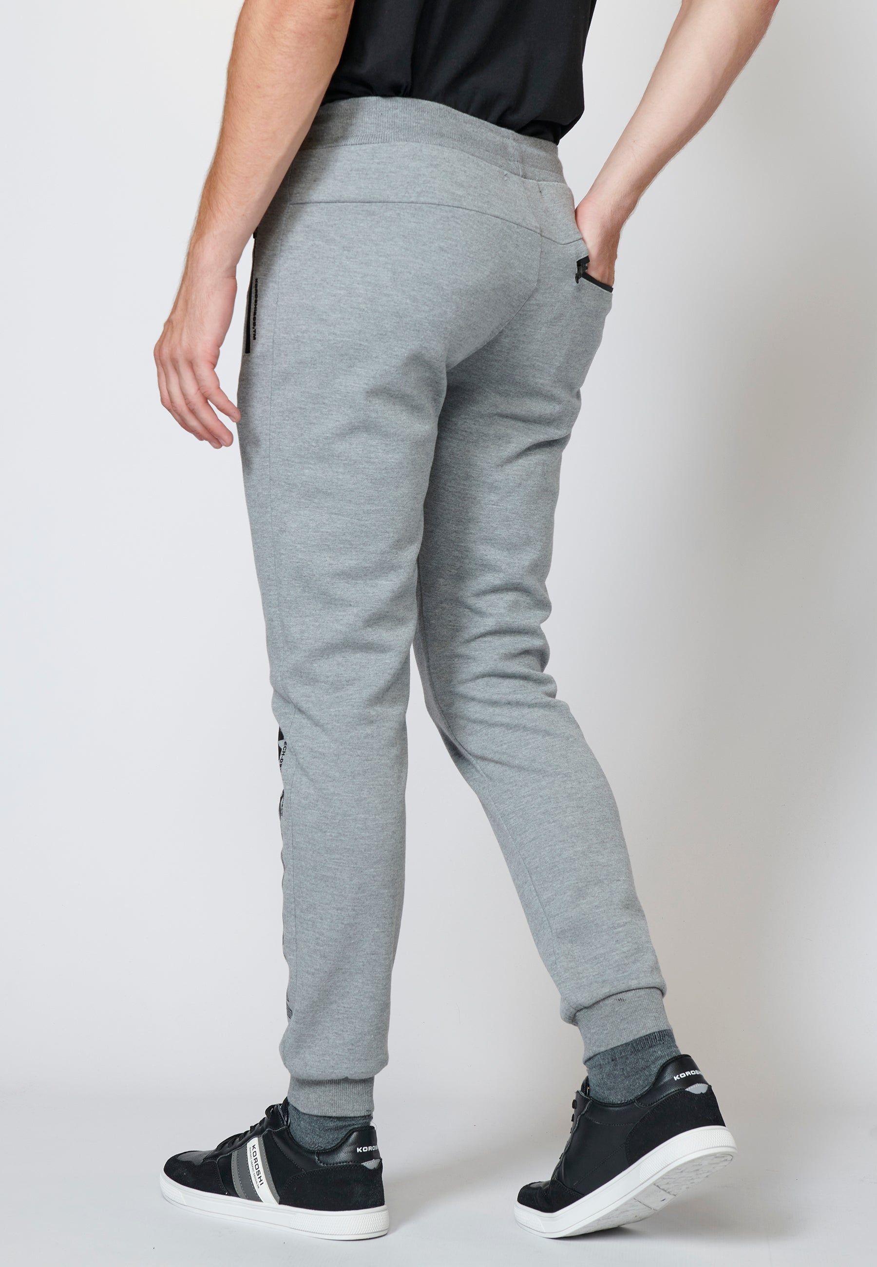 Pantalón largo deportivo de felpa tipo jogger acabados en rib para hombre