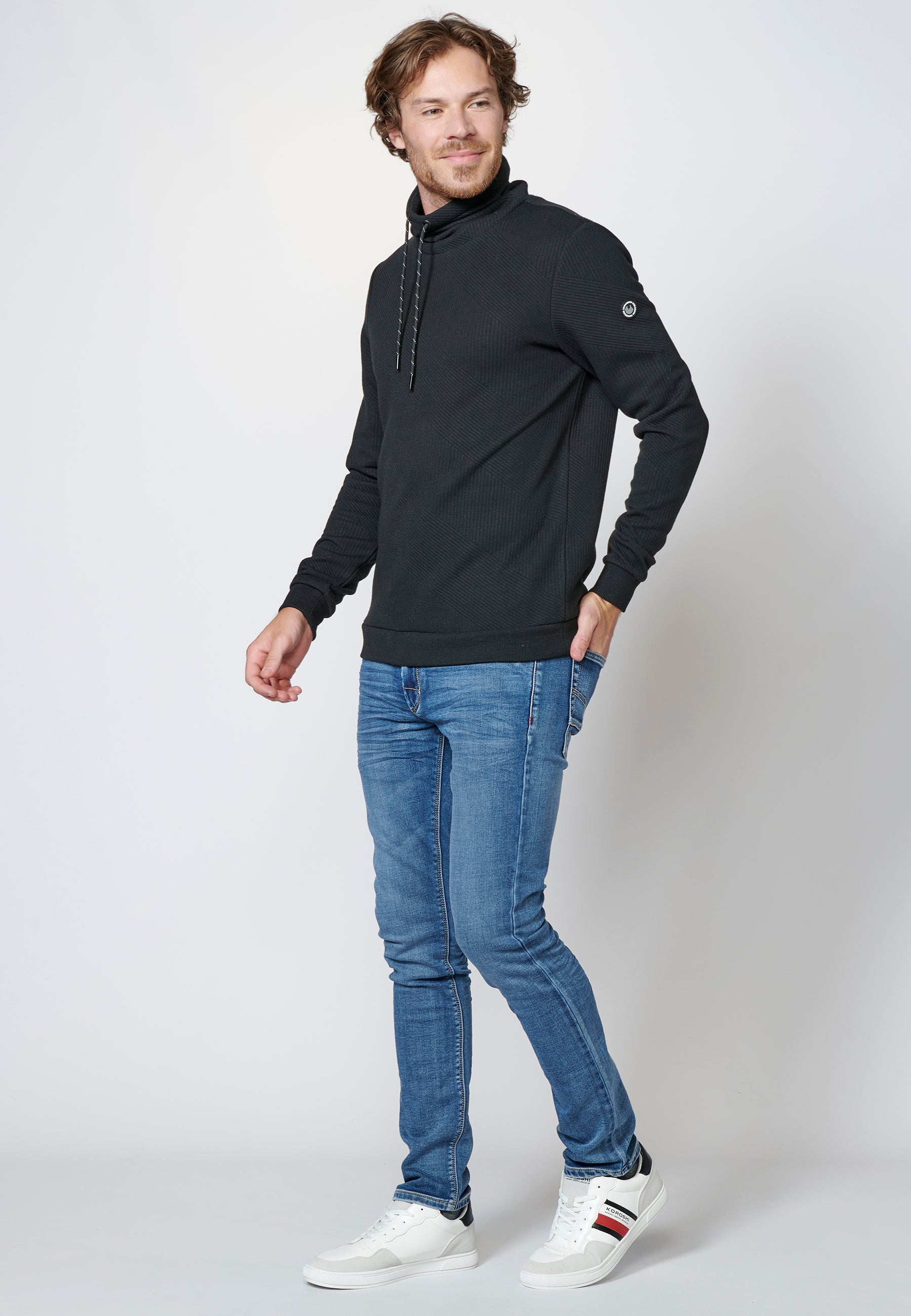 Sudadera manga larga de cuello alto ajustable para hombre