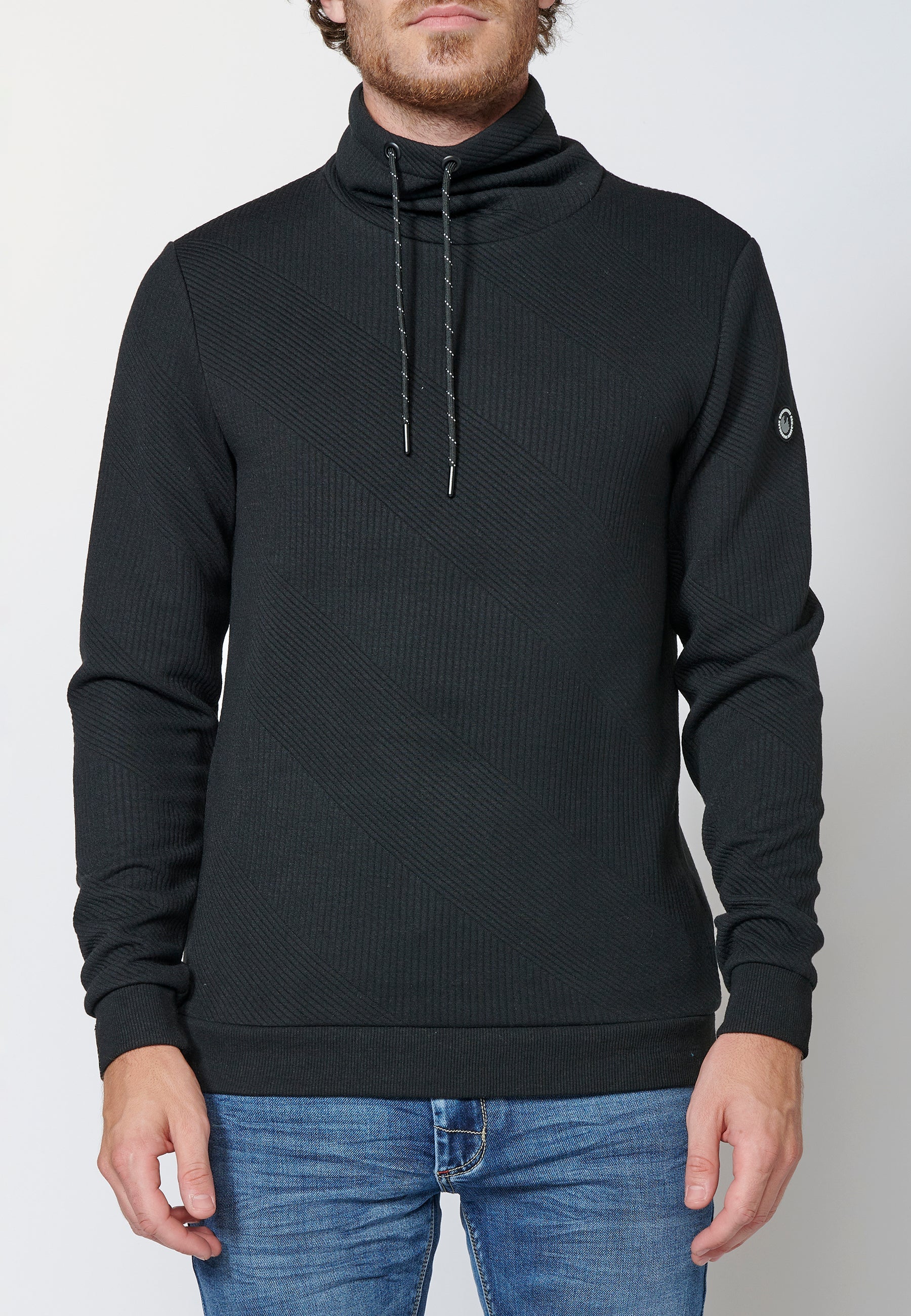 Sudadera manga larga de cuello alto ajustable para hombre