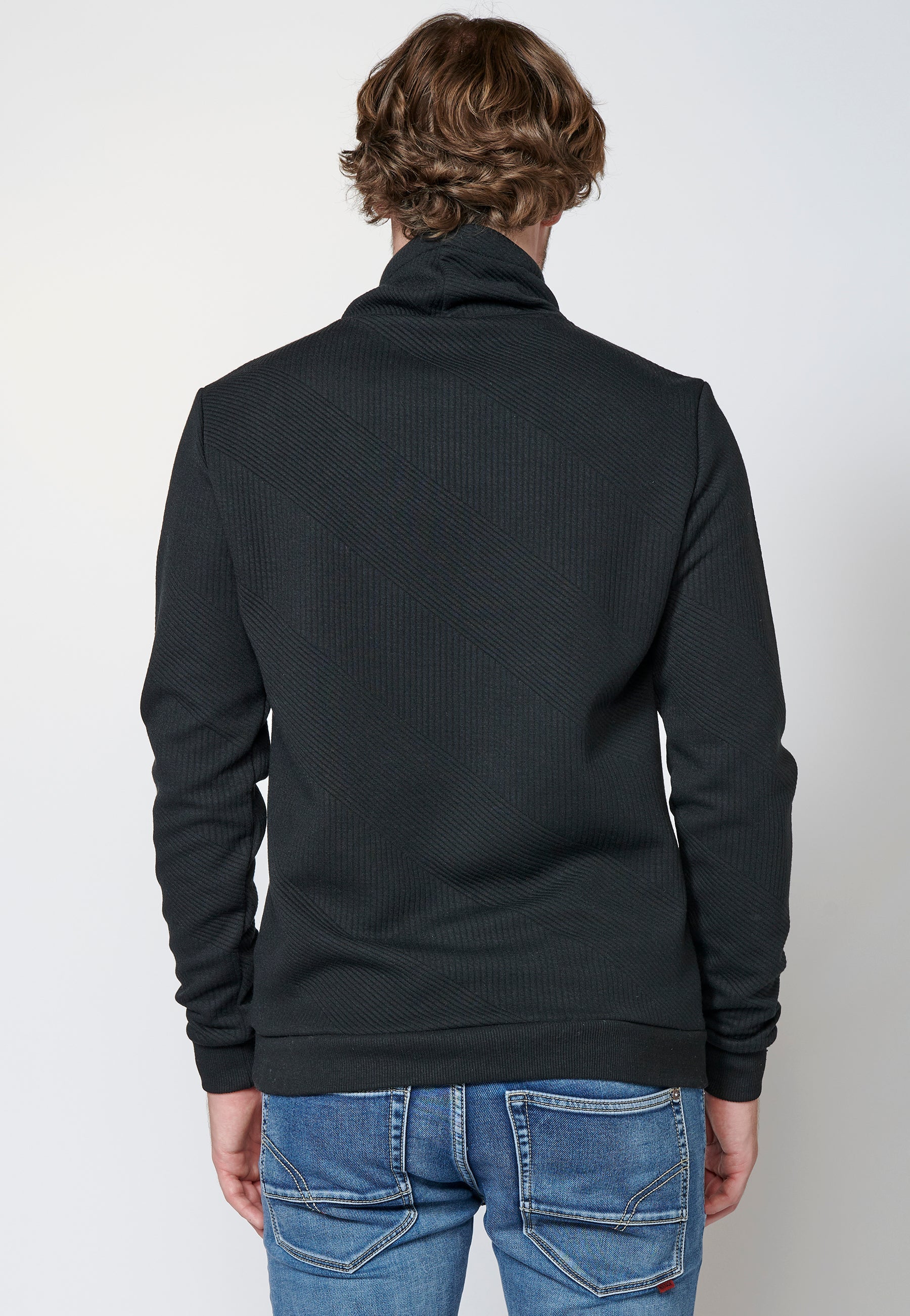 Sudadera manga larga de cuello alto ajustable para hombre