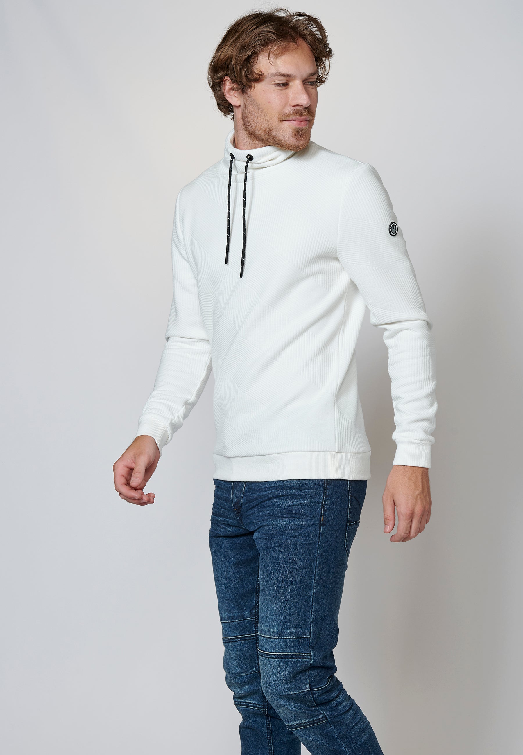 Sudadera manga larga de cuello alto ajustable para hombre