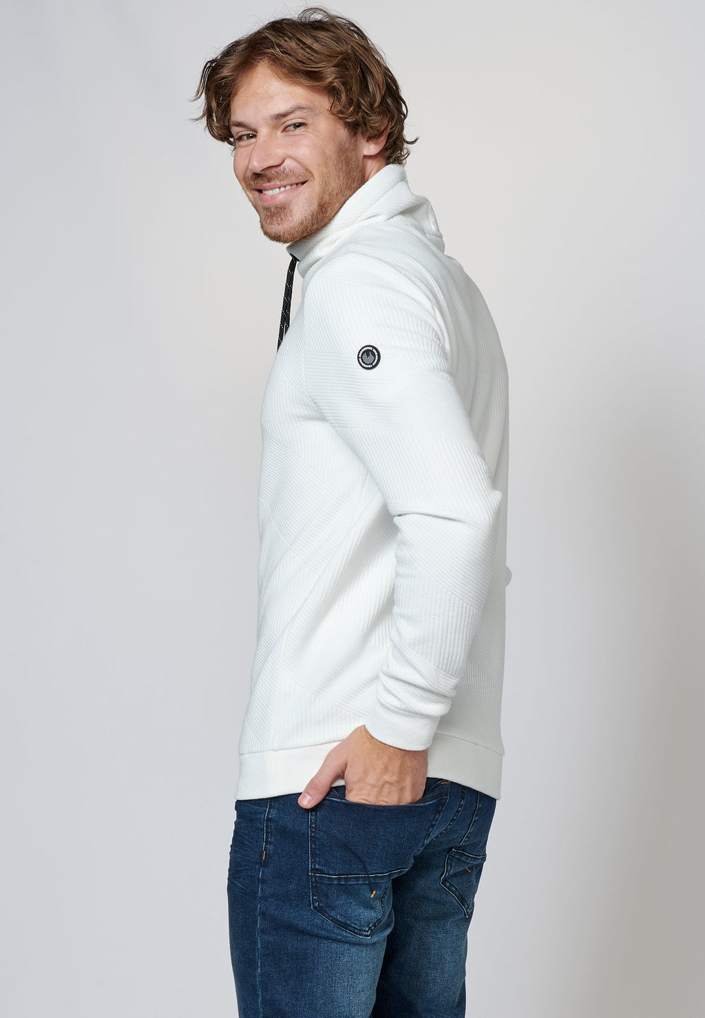 Sudadera manga larga de cuello alto ajustable para hombre