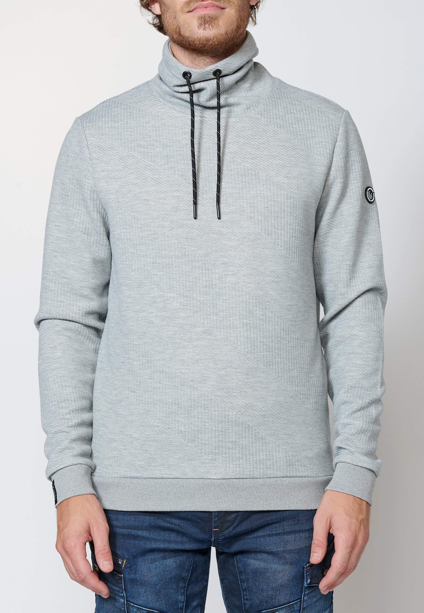 Sudadera manga larga de cuello alto ajustable para hombre