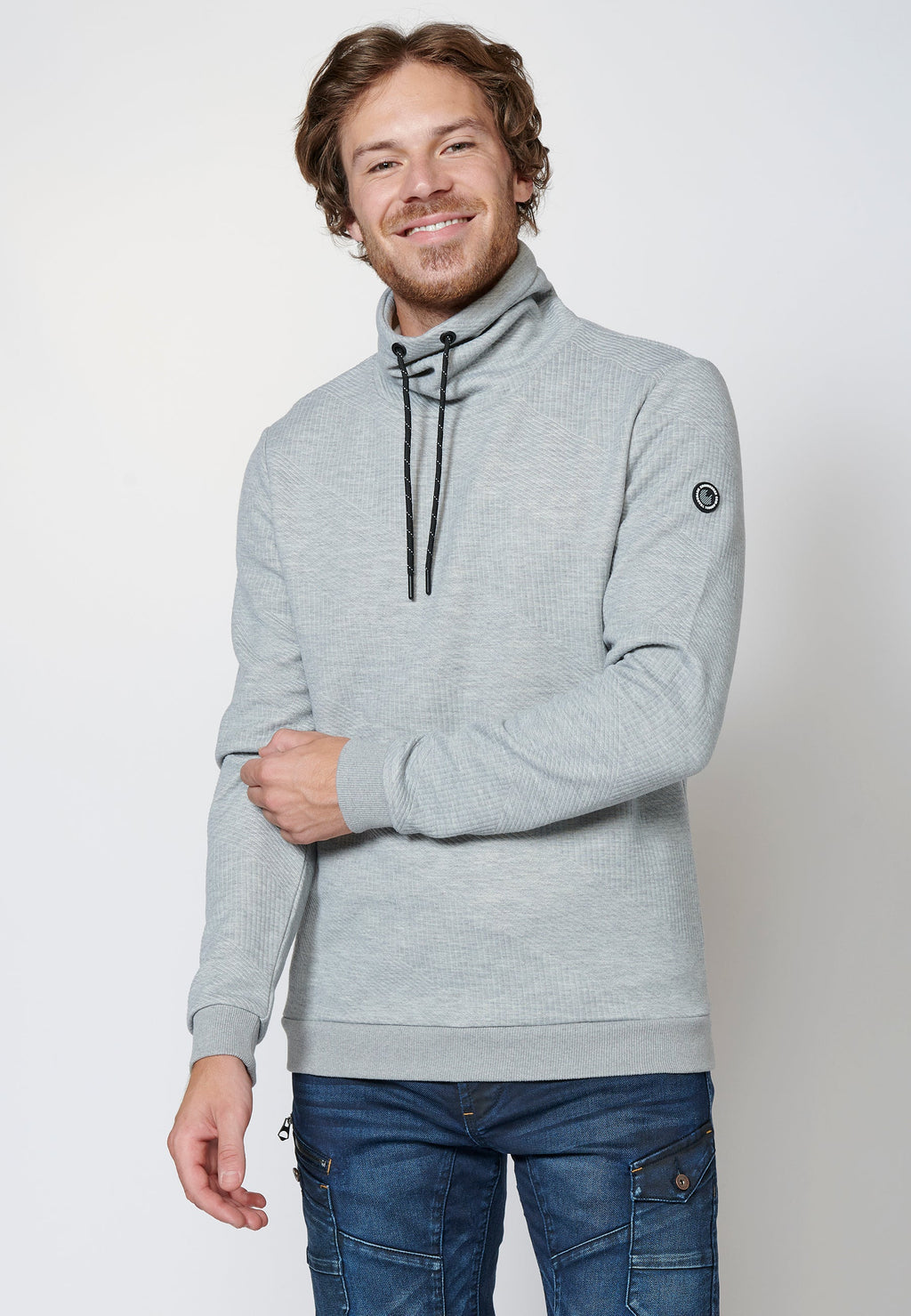 Sudadera manga larga de cuello alto ajustable para hombre