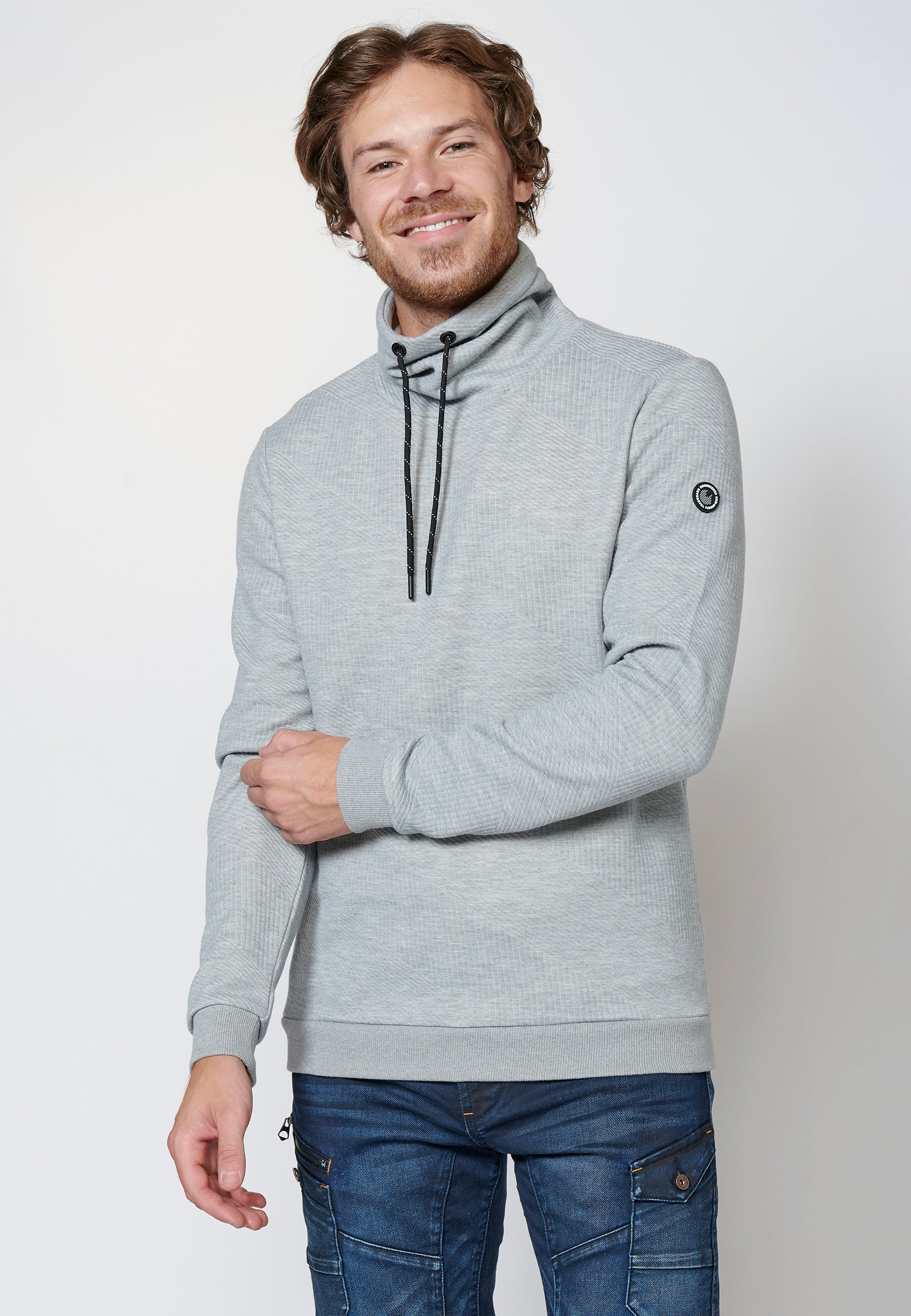 Sudadera manga larga de cuello alto ajustable para hombre