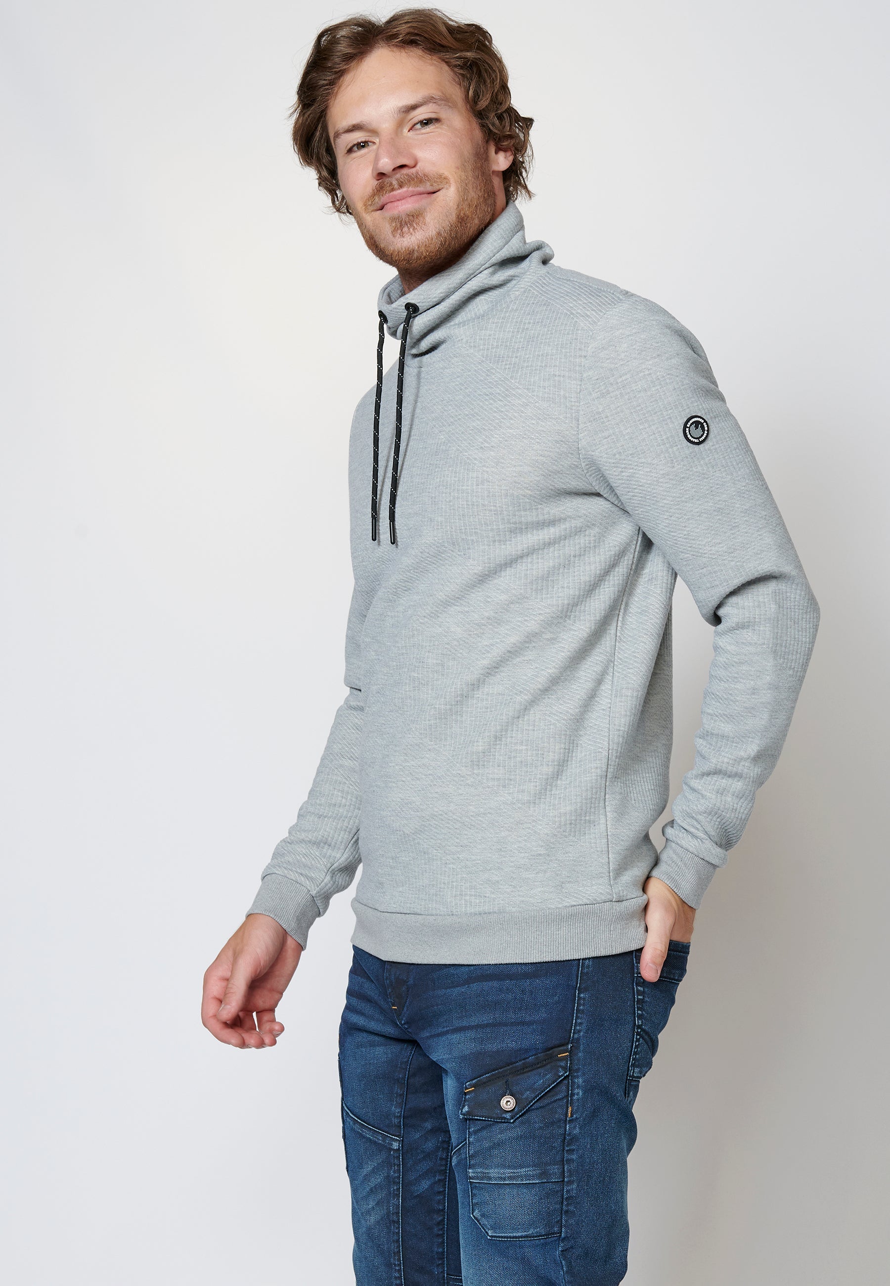 Sudadera manga larga de cuello alto ajustable para hombre