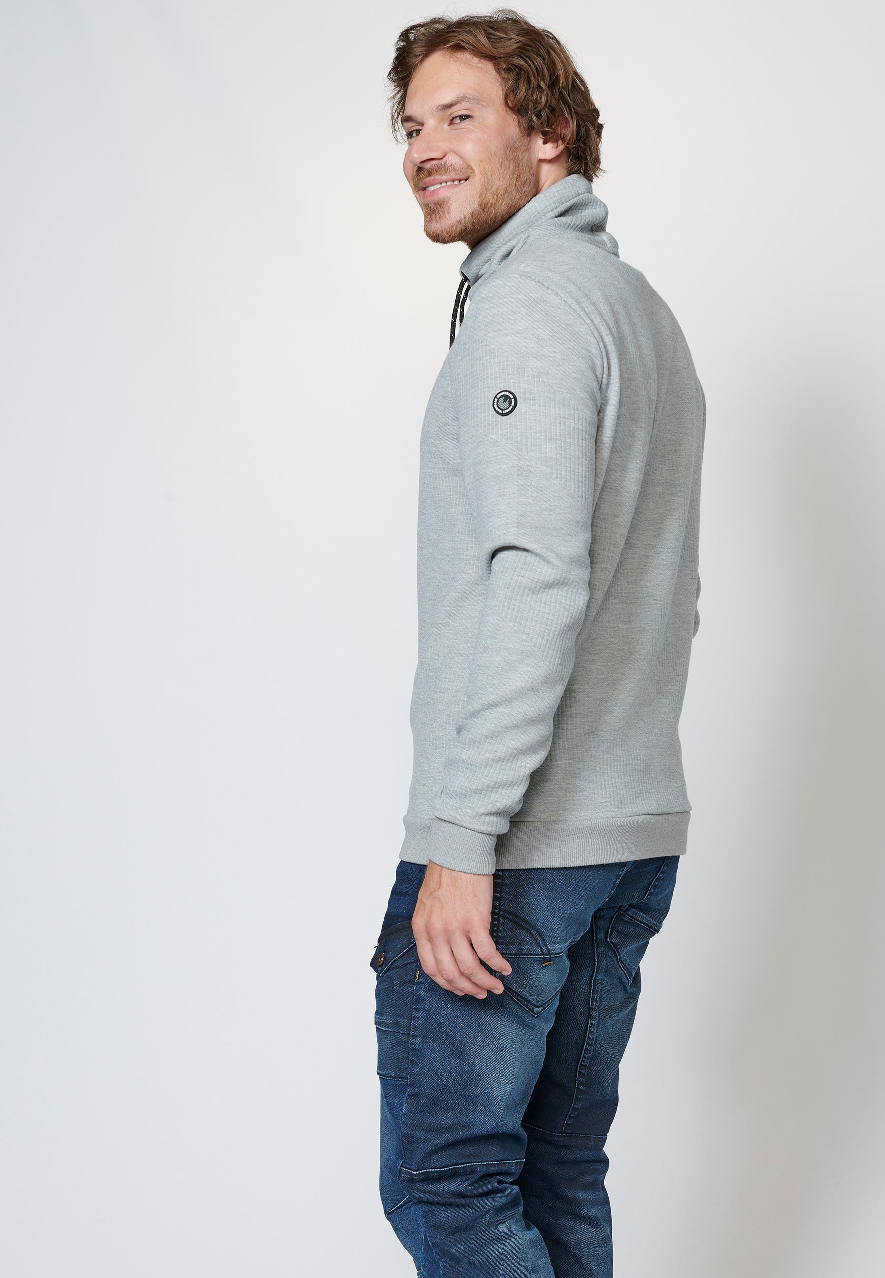 Sudadera manga larga de cuello alto ajustable para hombre