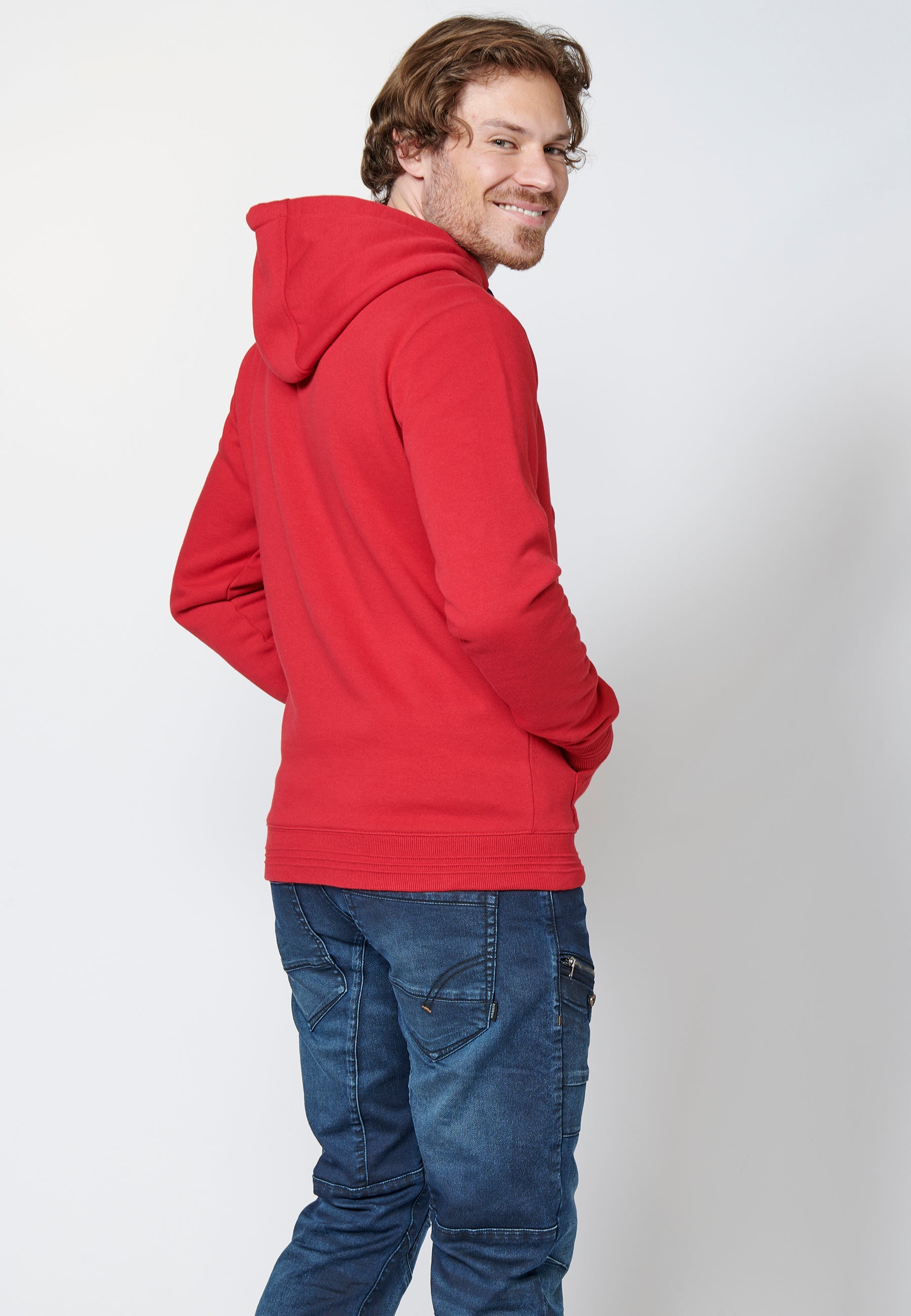 Sudadera manga larga acabados en rib con capucha ajustable para hombre