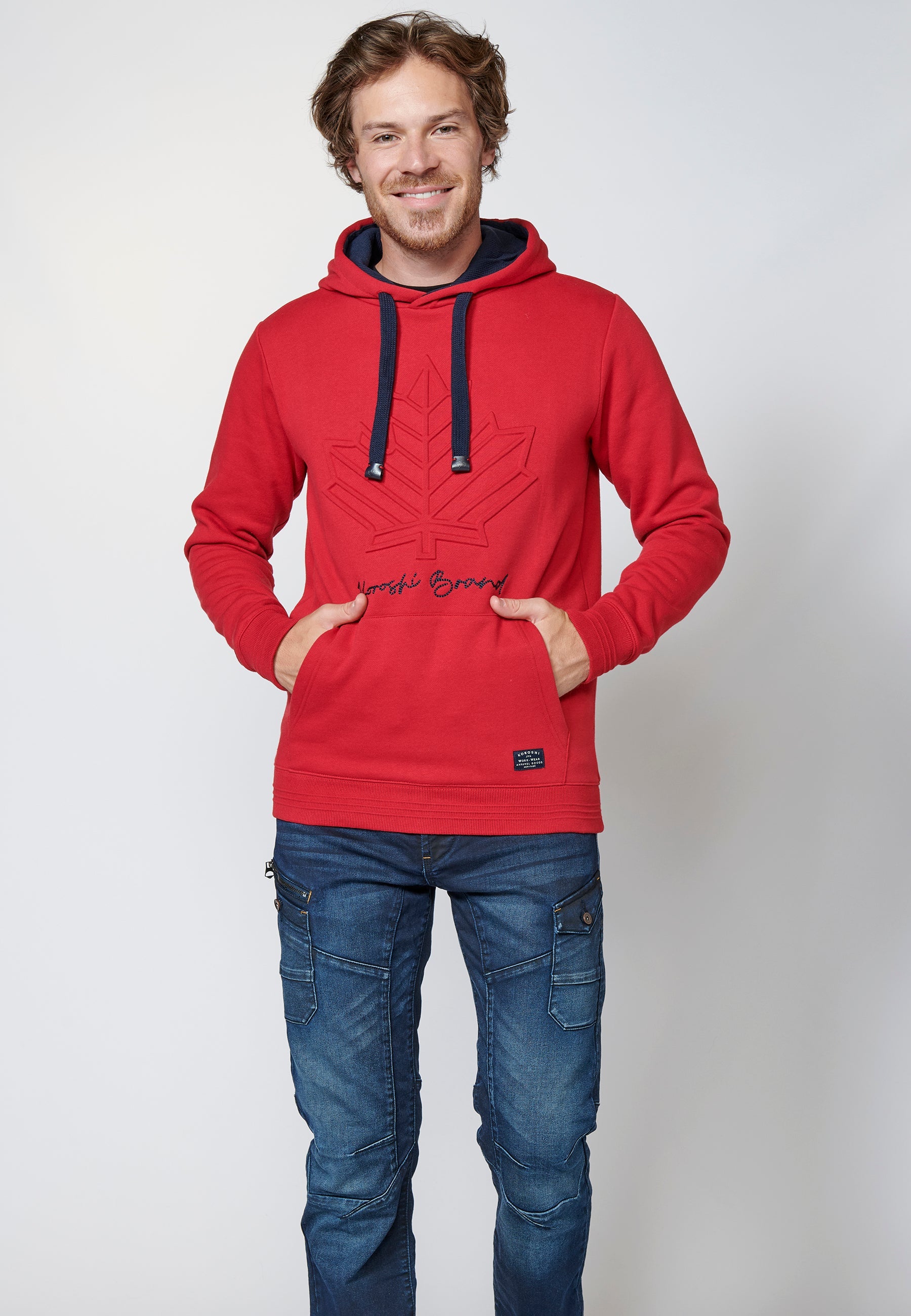 Sudadera manga larga acabados en rib con capucha ajustable para hombre