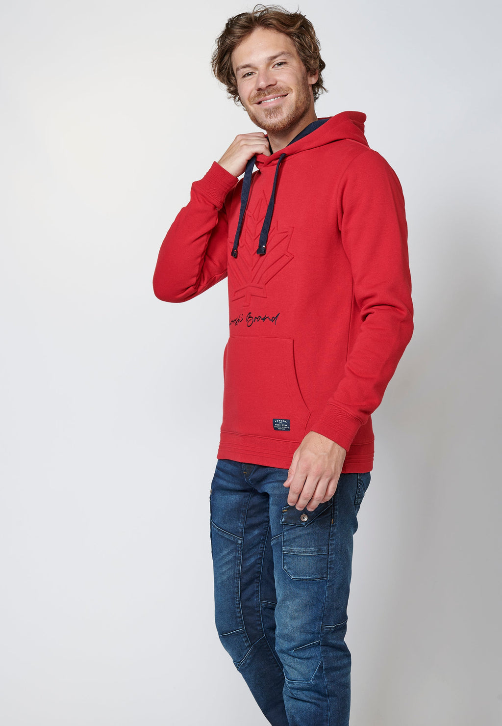 Sudadera manga larga acabados en rib con capucha ajustable para hombre