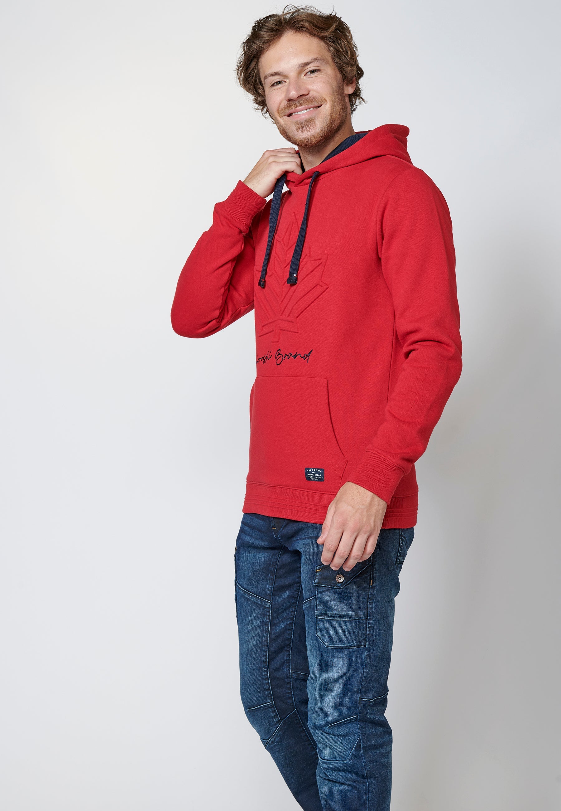 Sudadera manga larga acabados en rib con capucha ajustable para hombre