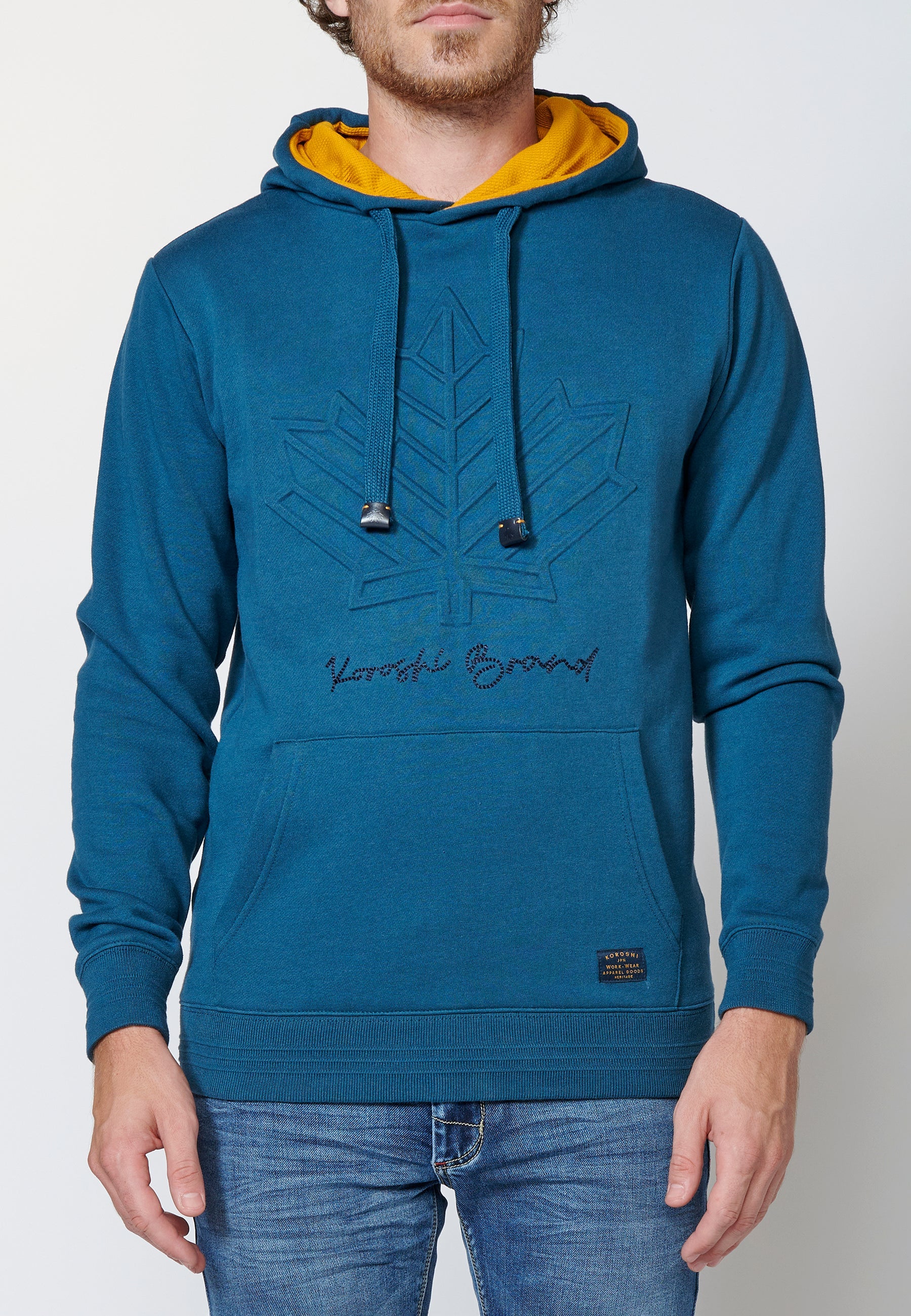 Sudadera manga larga acabados en rib con capucha ajustable para hombre