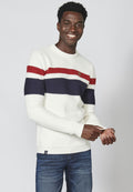 Jersey de punto con cuello redondo y estampado a rayas para hombre