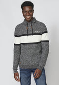 Jersey de punto manga larga con cuello ajustable con cordón para hombre