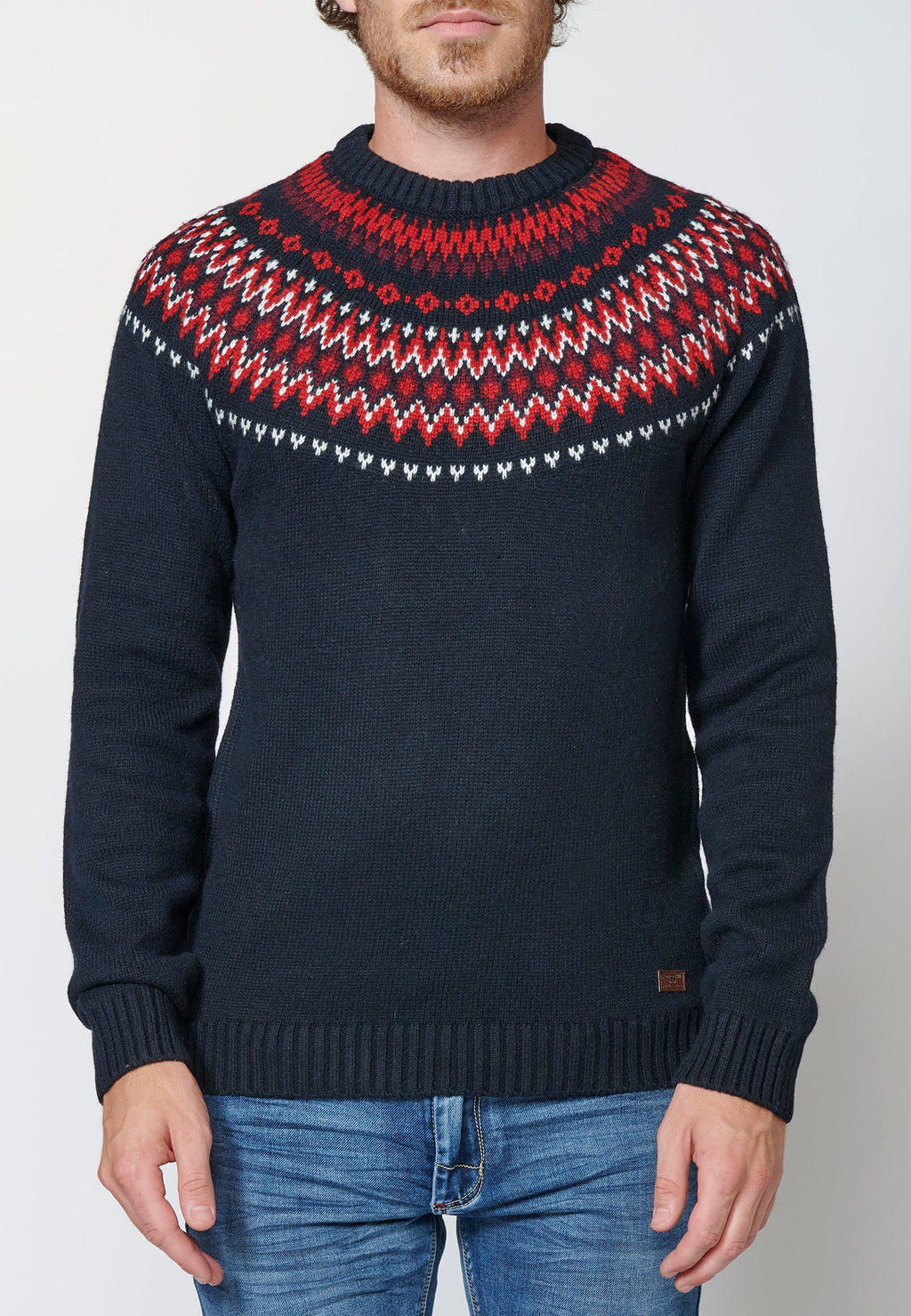 Jersey de manga larga con cuello redondo para hombre