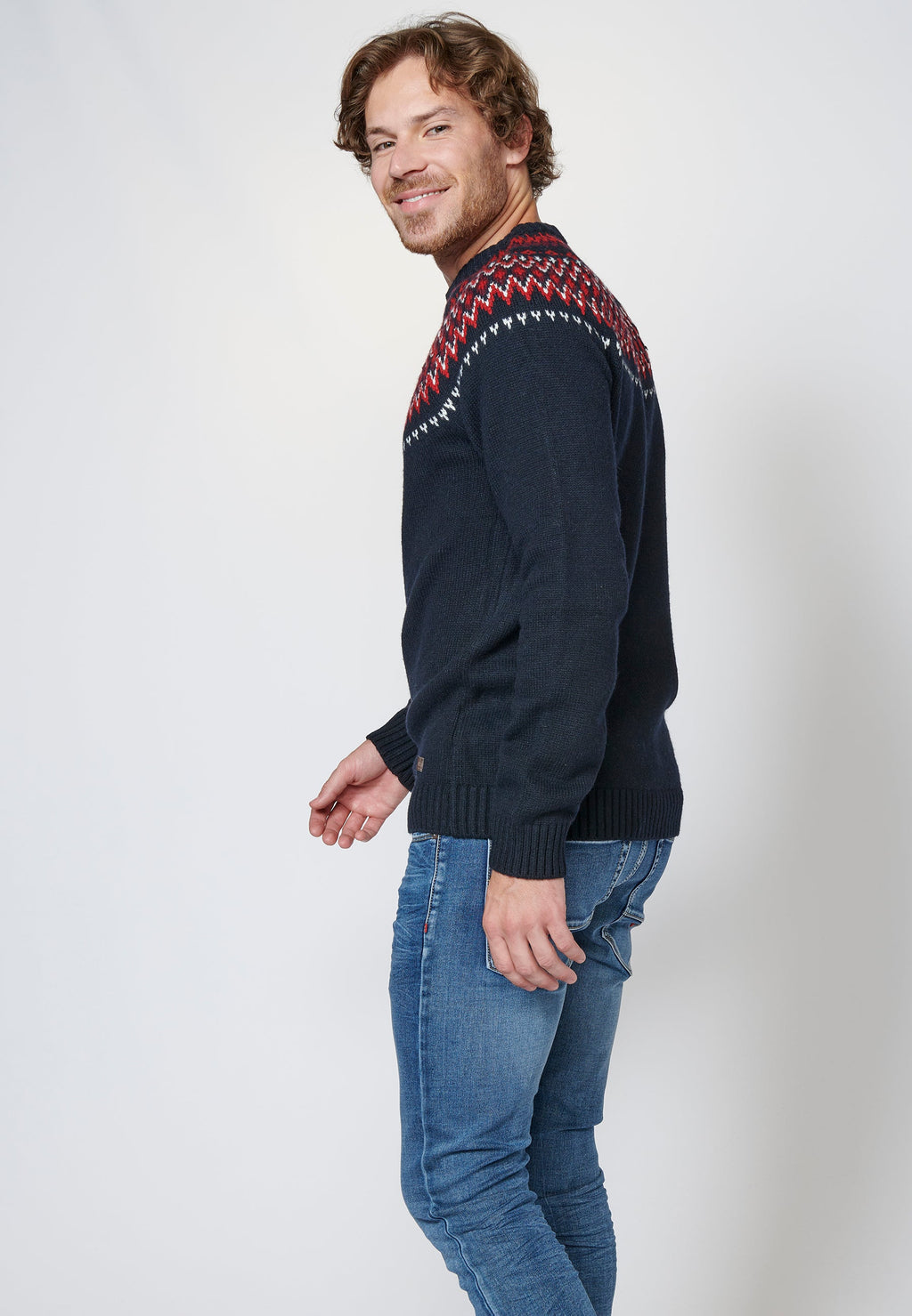 Jersey de manga larga con cuello redondo para hombre