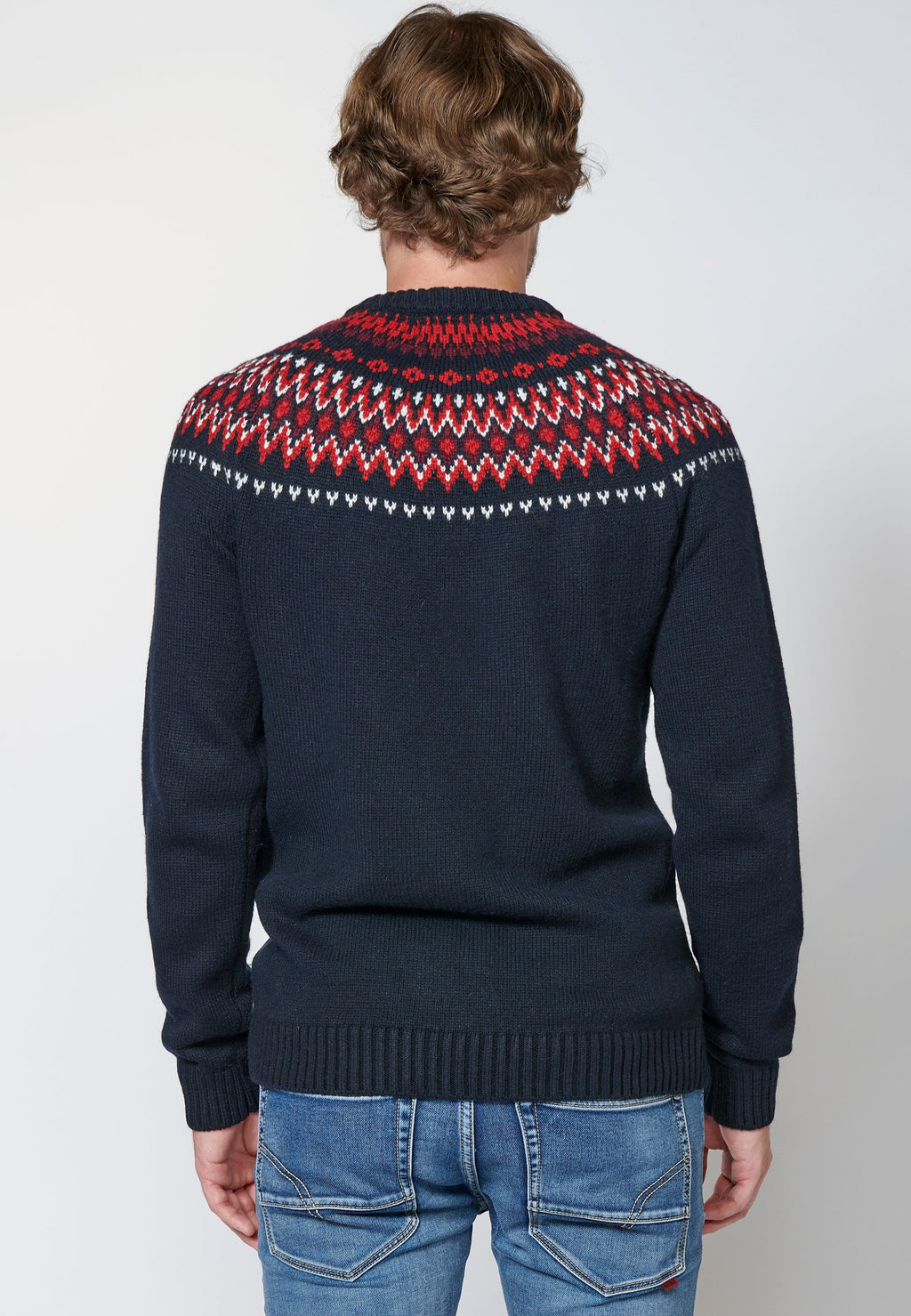 Jersey de manga larga con cuello redondo para hombre