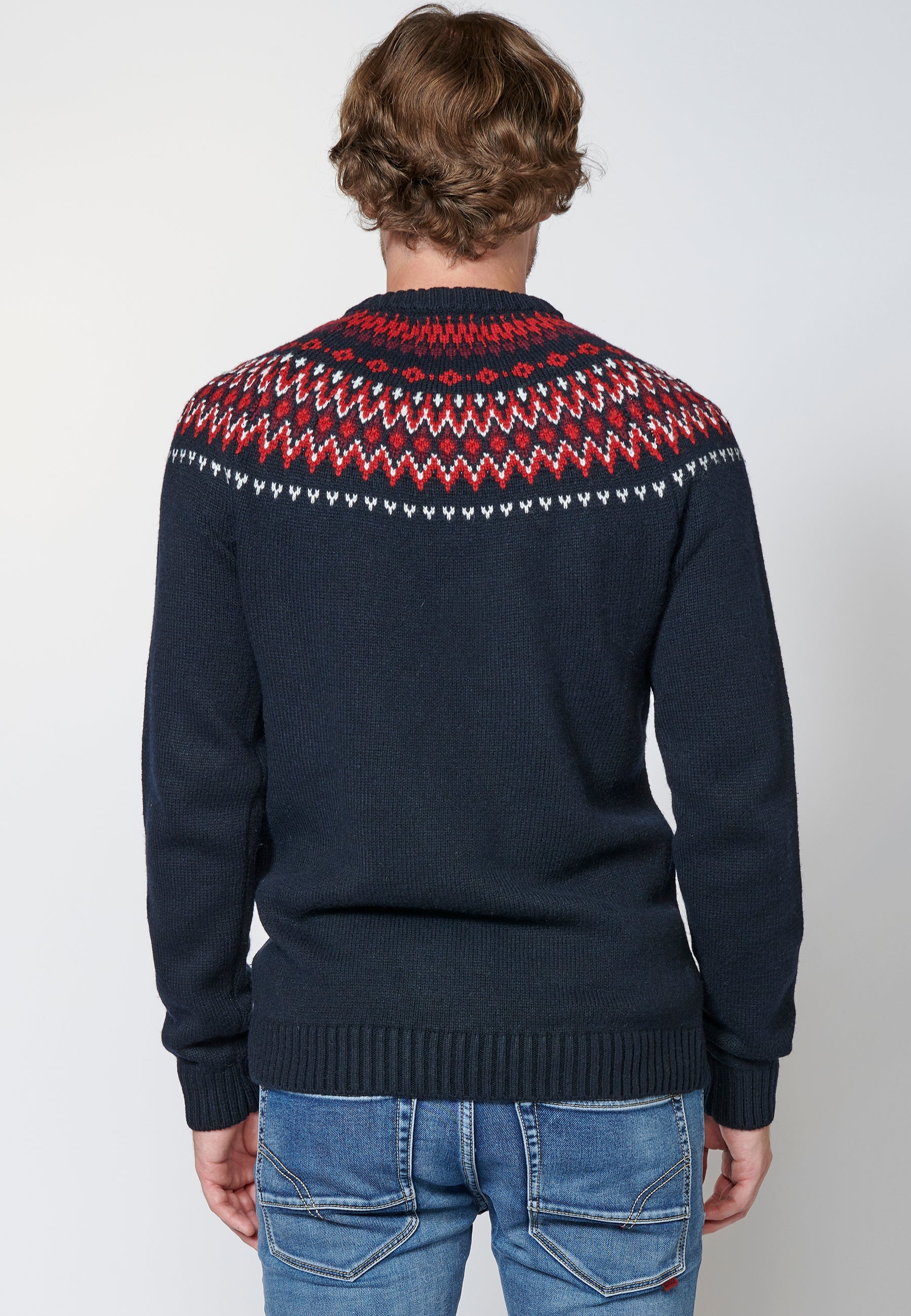 Jersey de manga larga con cuello redondo para hombre