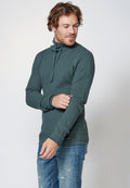 Jersey de algodón de manga larga con cuello alto para hombre
