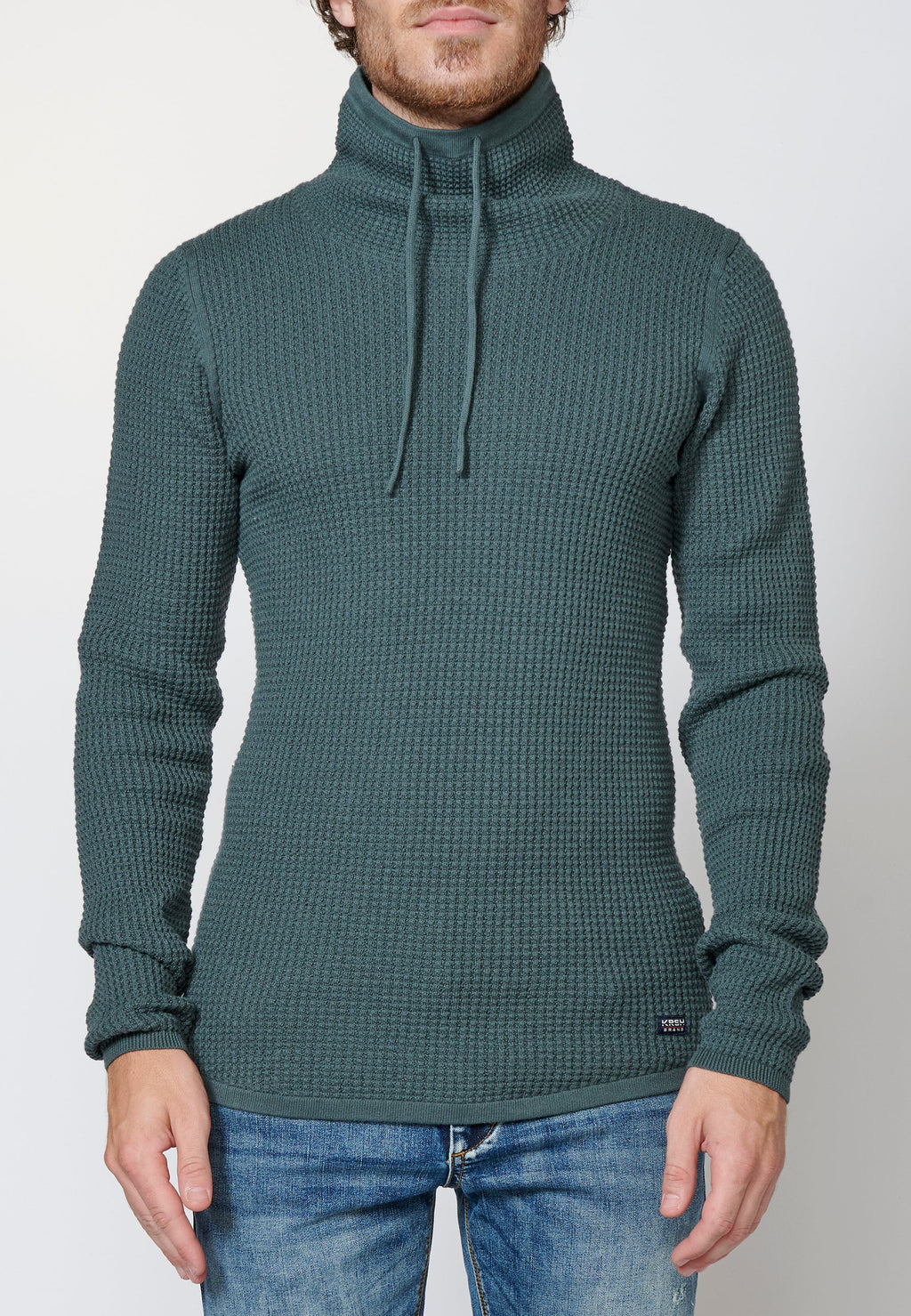 Jersey de algodón de manga larga con cuello alto para hombre