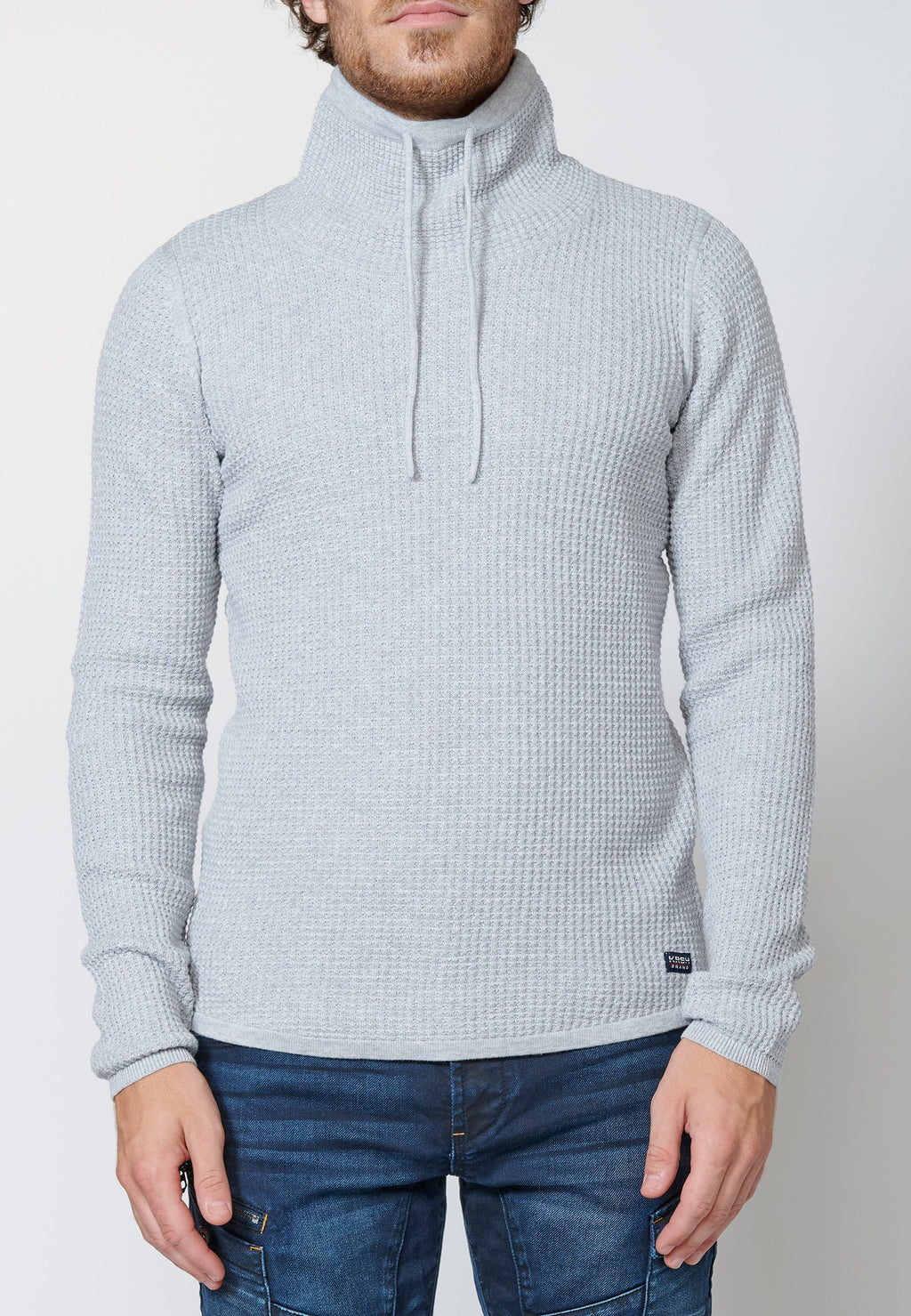 Jersey de algodón de manga larga con cuello alto para hombre