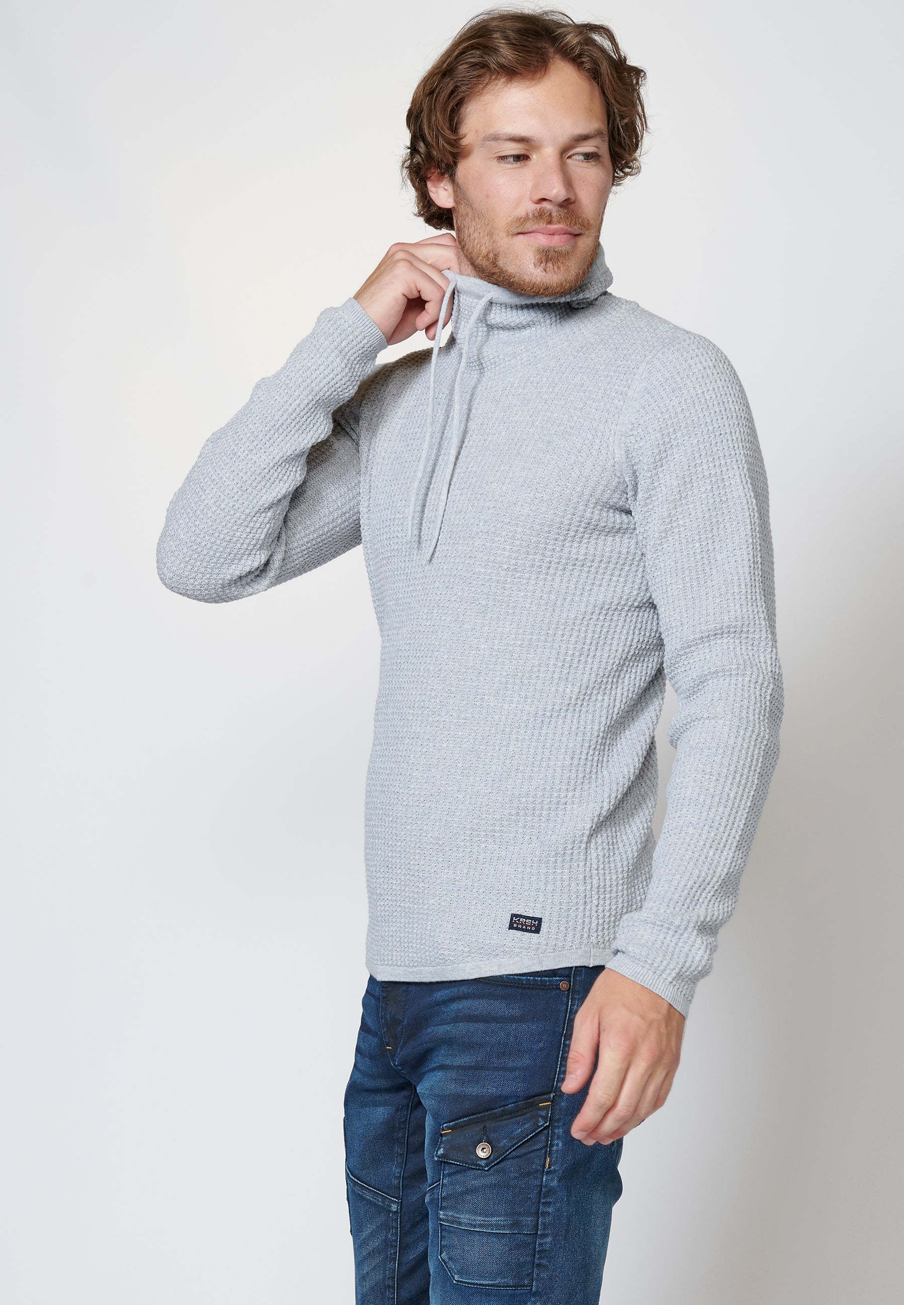 Jersey de algodón de manga larga con cuello alto para hombre