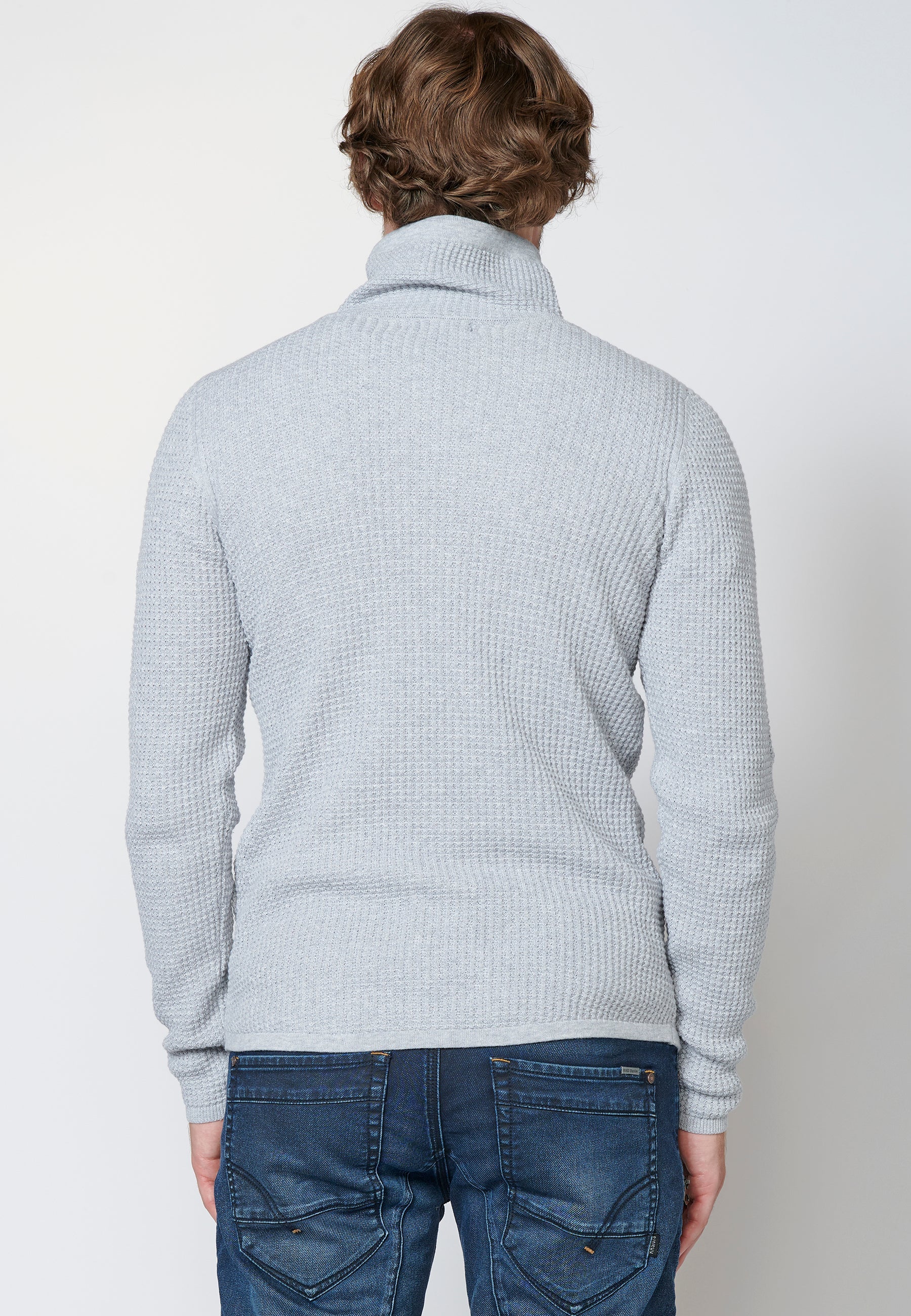 Jersey de algodón de manga larga con cuello alto para hombre