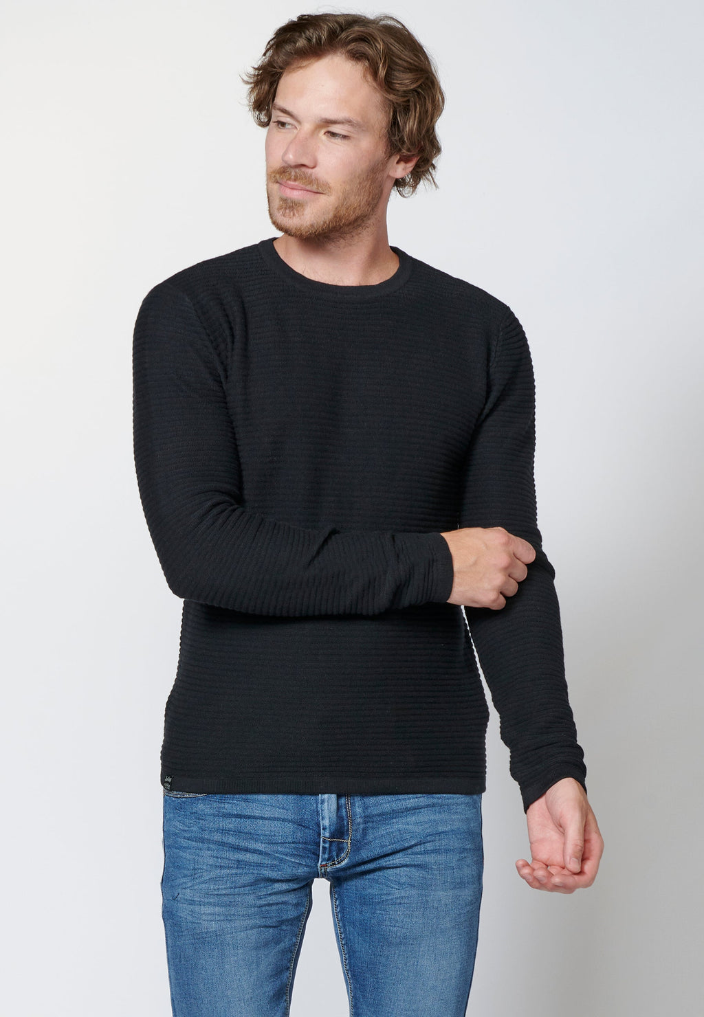 Jersey de algodón de manga larga texturizado | moda urbana