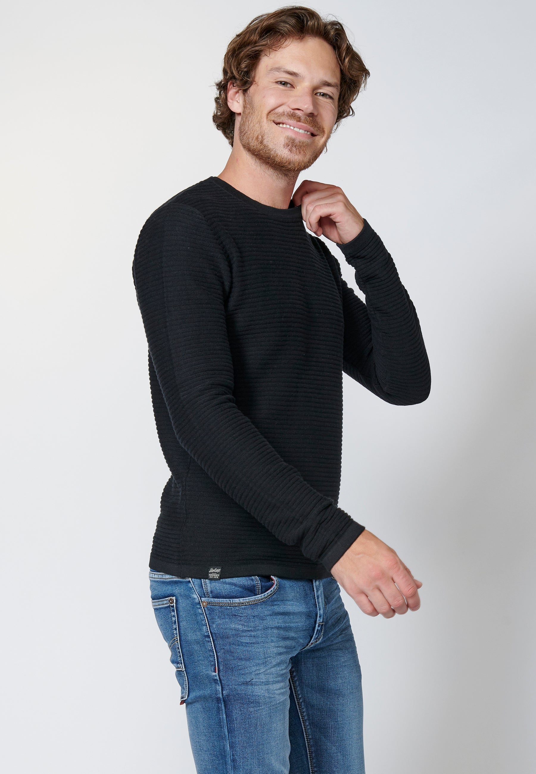 Jersey de algodón de manga larga texturizado | moda urbana