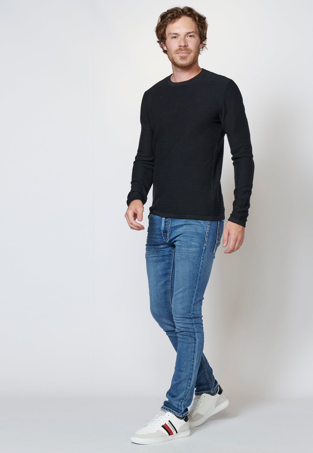 Jersey de algodón de manga larga texturizado | moda urbana