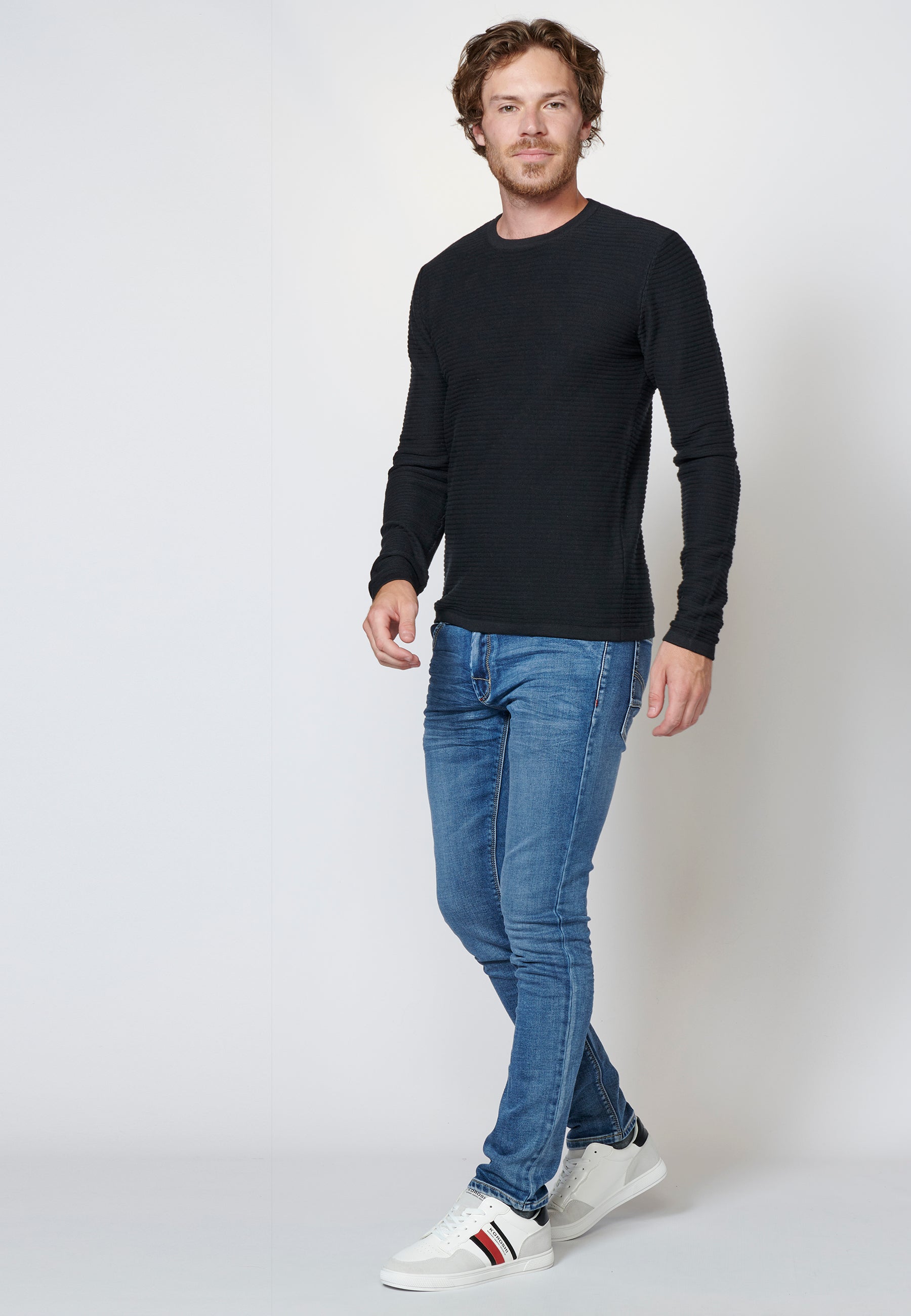 Jersey de algodón de manga larga texturizado | moda urbana