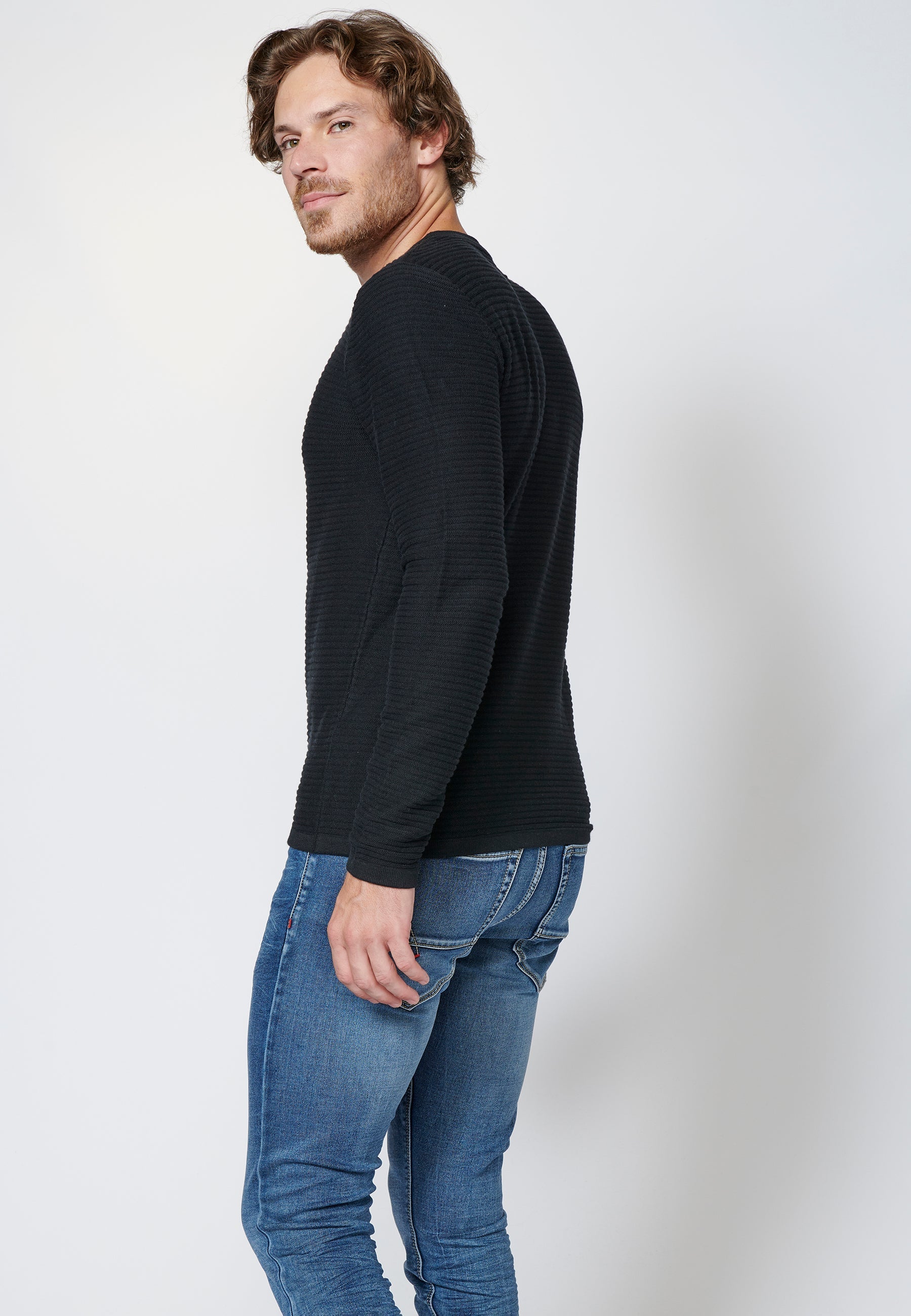 Jersey de algodón de manga larga texturizado | moda urbana