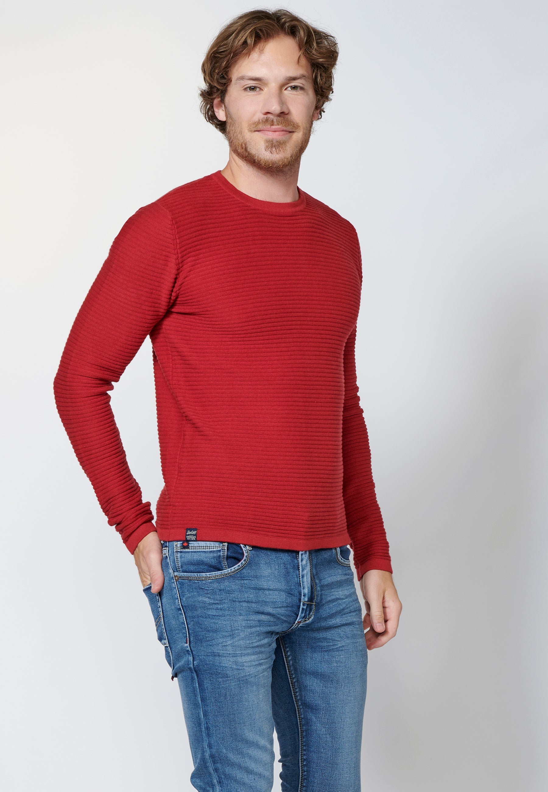 Jersey de algodón de manga larga texturizado | moda urbana