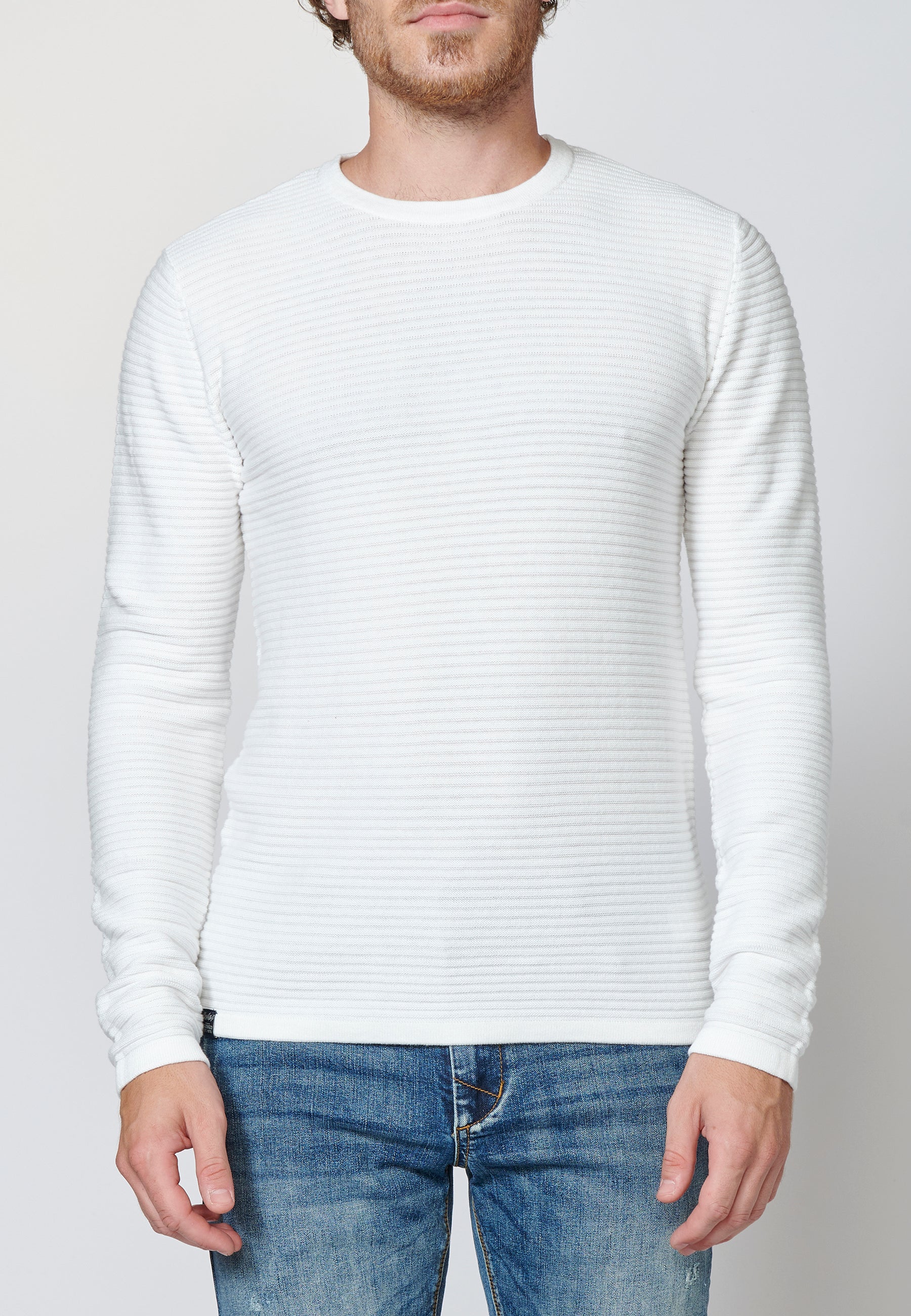 Jersey de algodón de manga larga texturizado | moda urbana