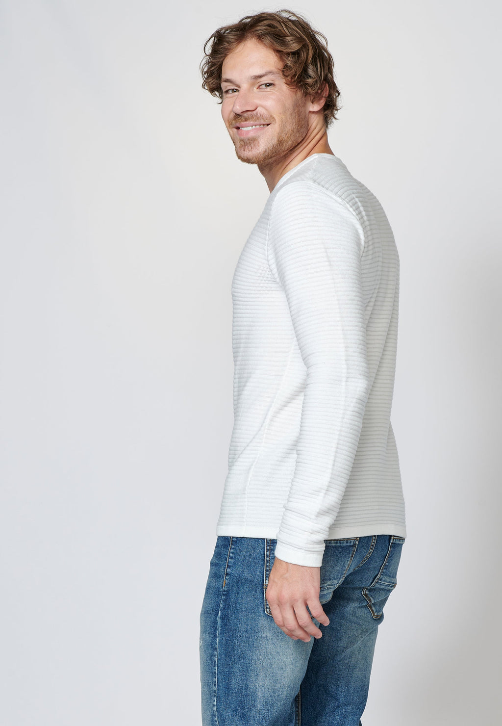 Jersey de algodón de manga larga texturizado | moda urbana