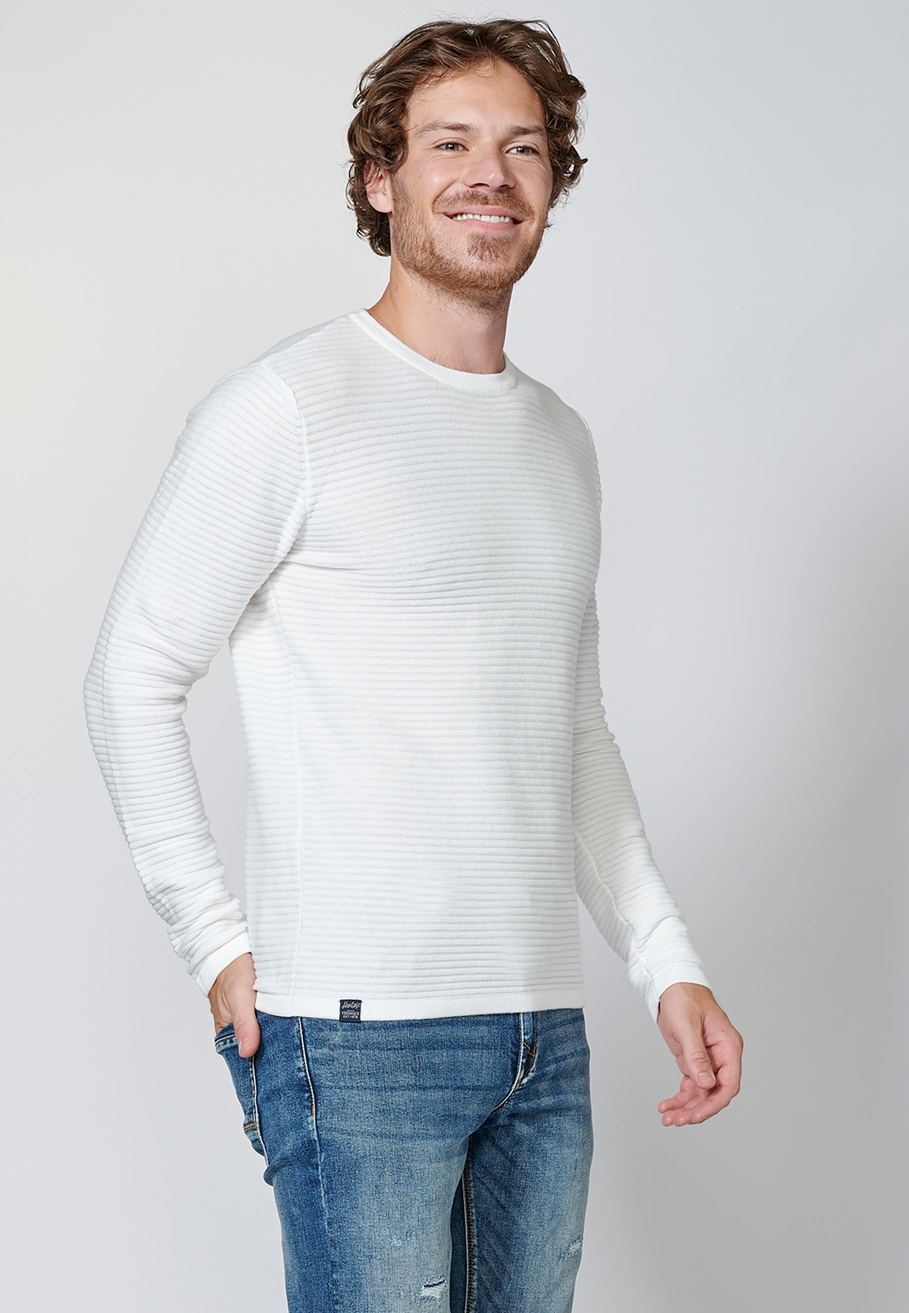 Jersey de algodón de manga larga texturizado | moda urbana