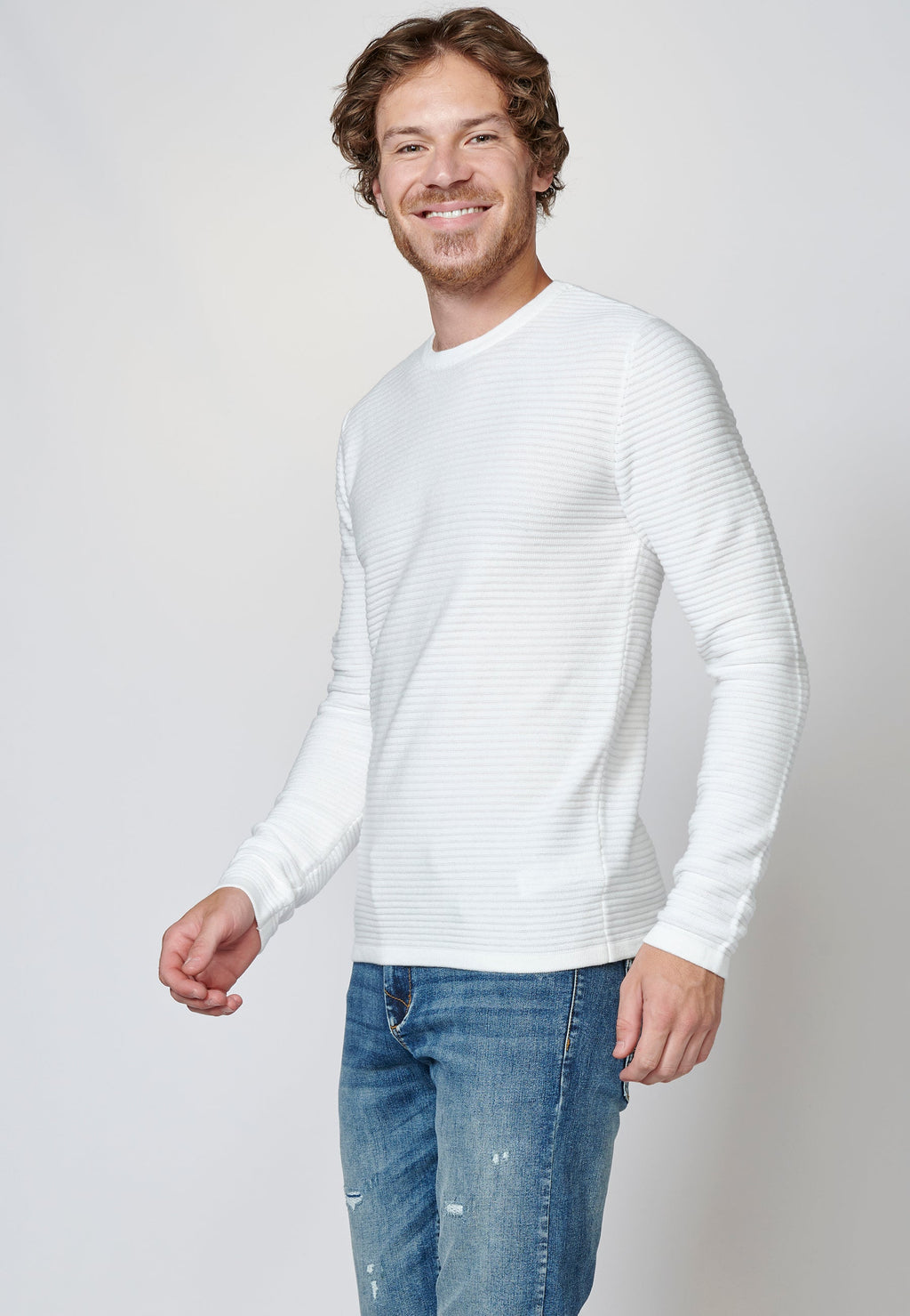 Jersey de algodón de manga larga texturizado | moda urbana