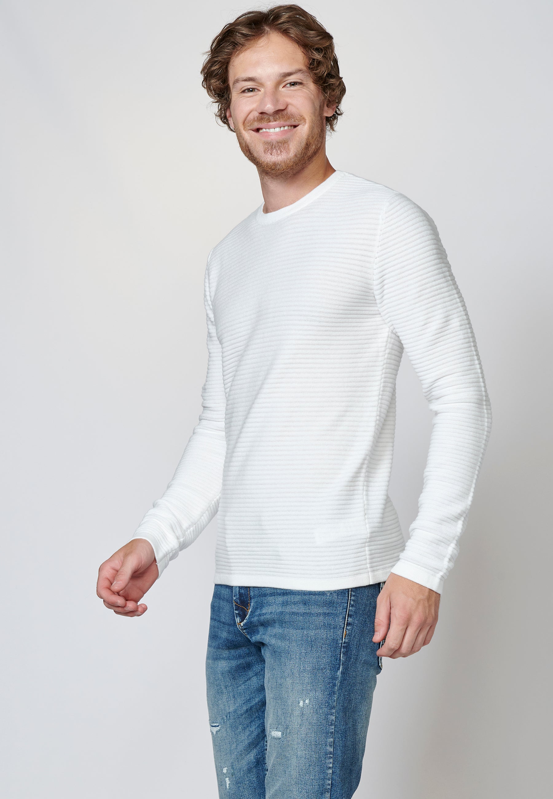 Jersey de algodón de manga larga texturizado | moda urbana