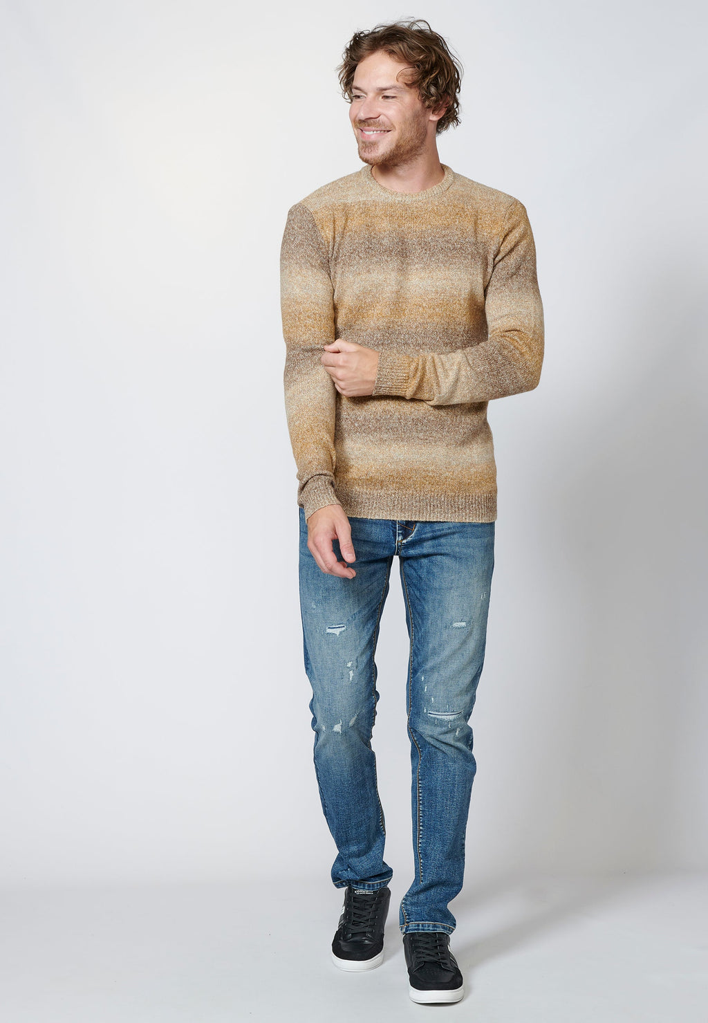 Jersey de manga larga acrílico de degradado para hombre