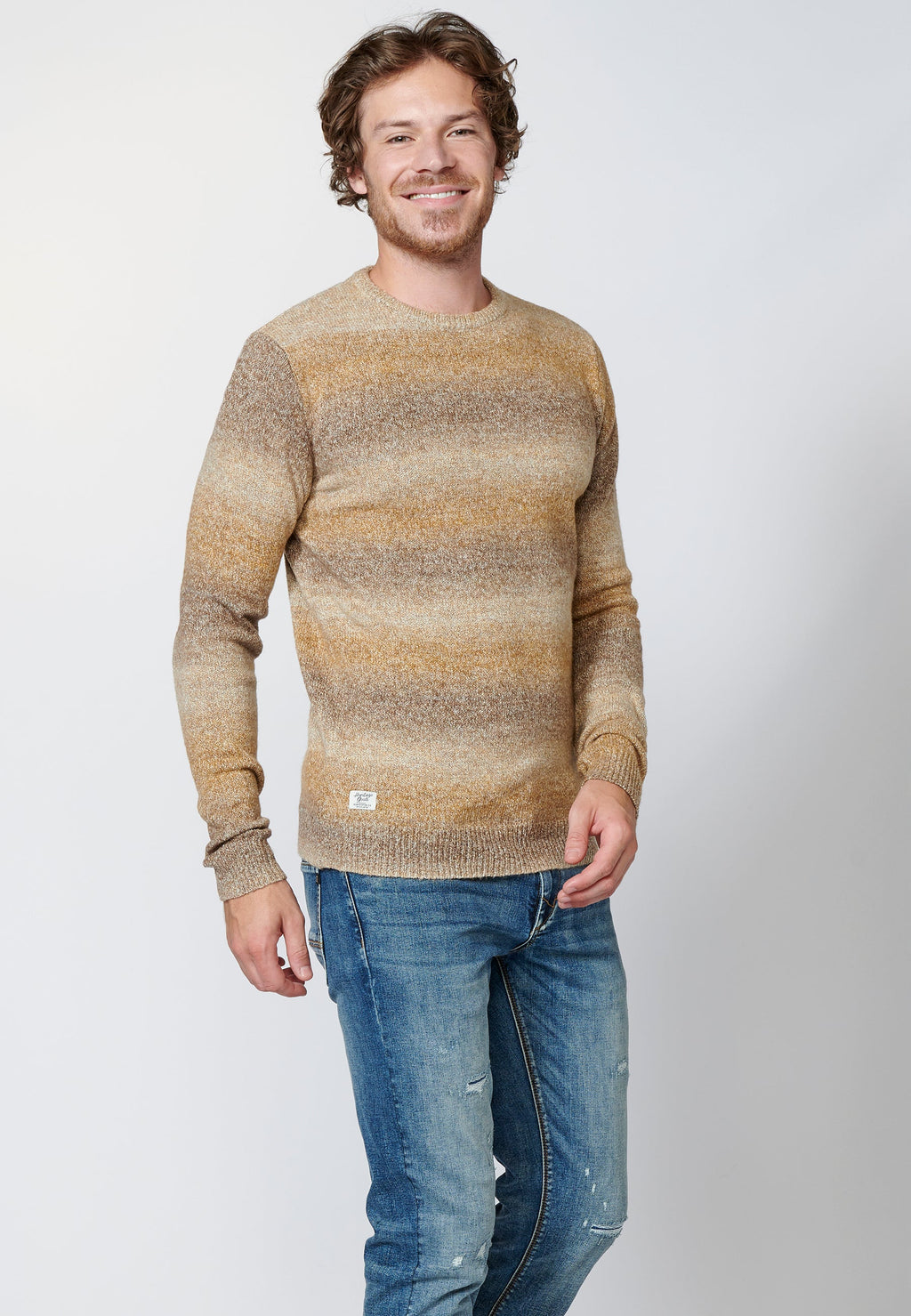 Jersey de manga larga acrílico de degradado para hombre
