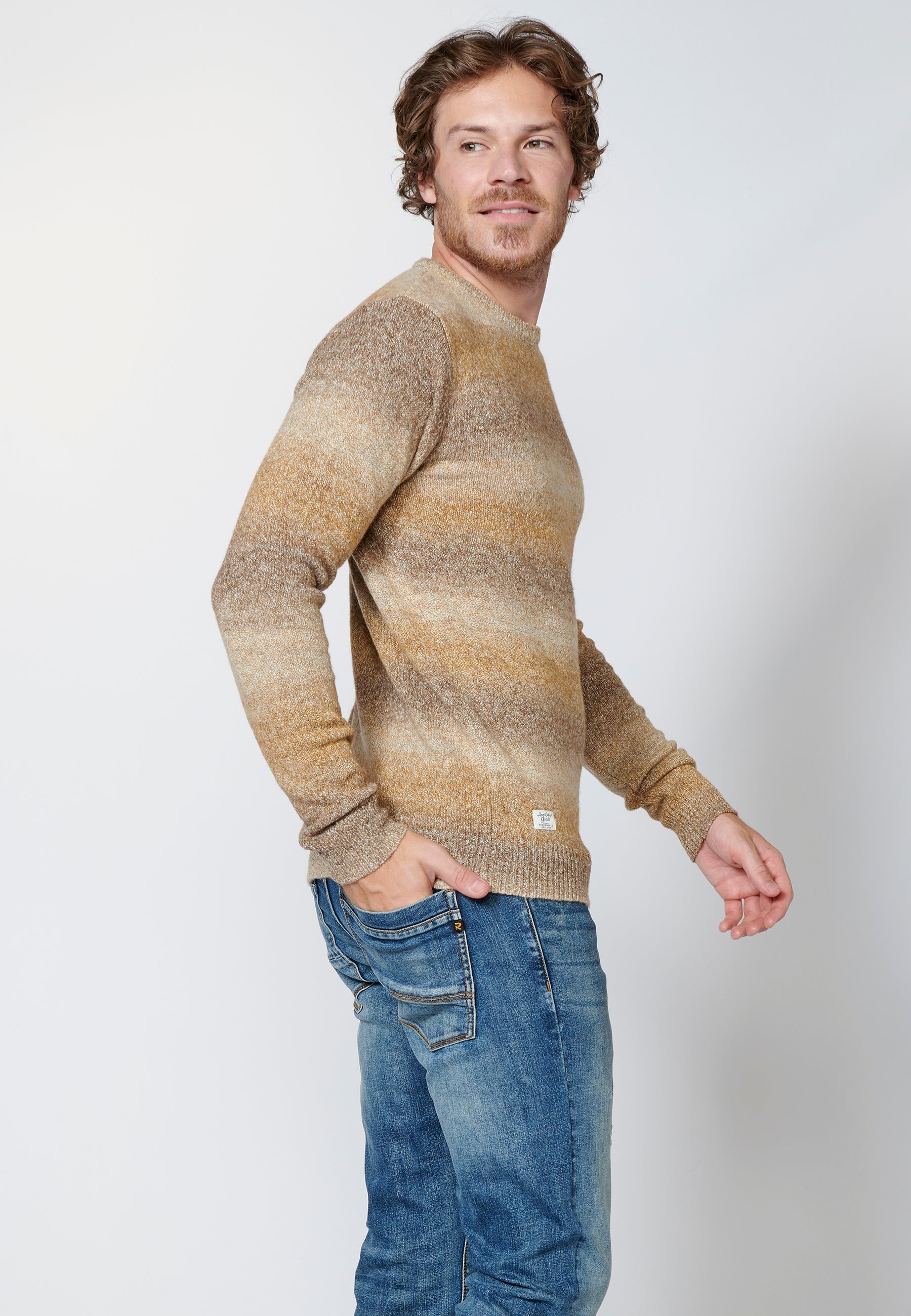 Jersey de manga larga acrílico de degradado para hombre