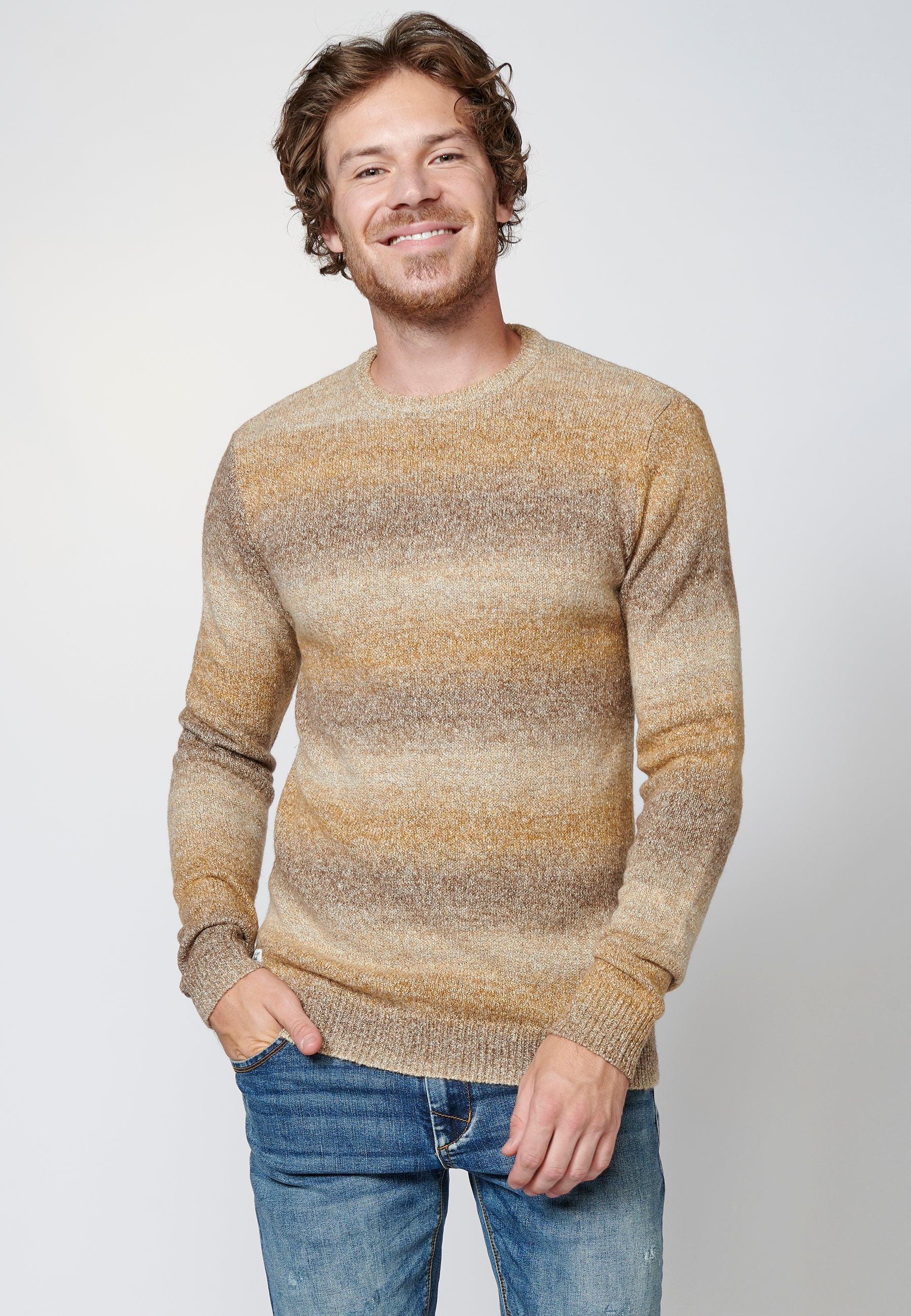 Jersey de manga larga acrílico de degradado para hombre